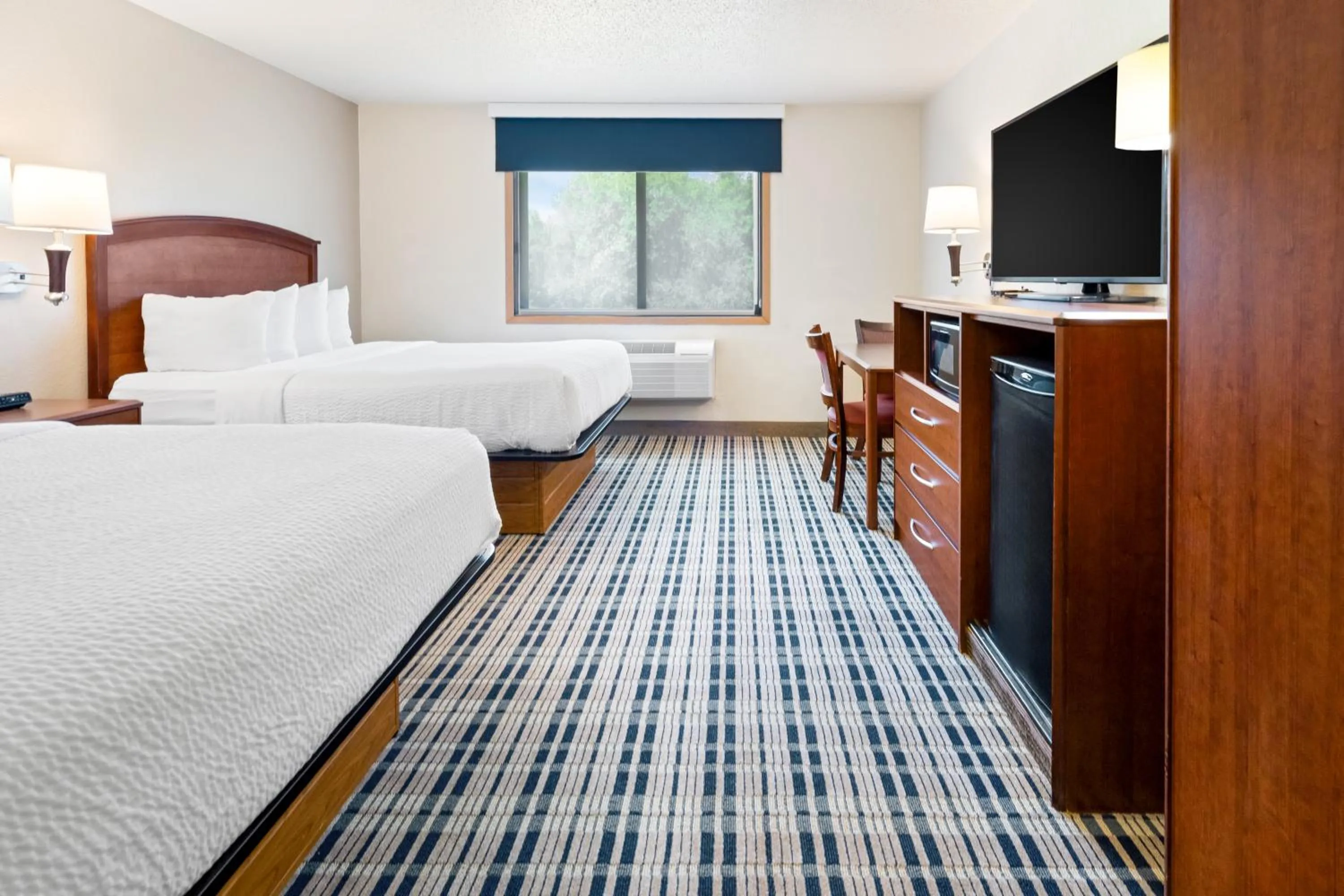 View (from property/room), Bed in AmericInn by Wyndham Dickinson