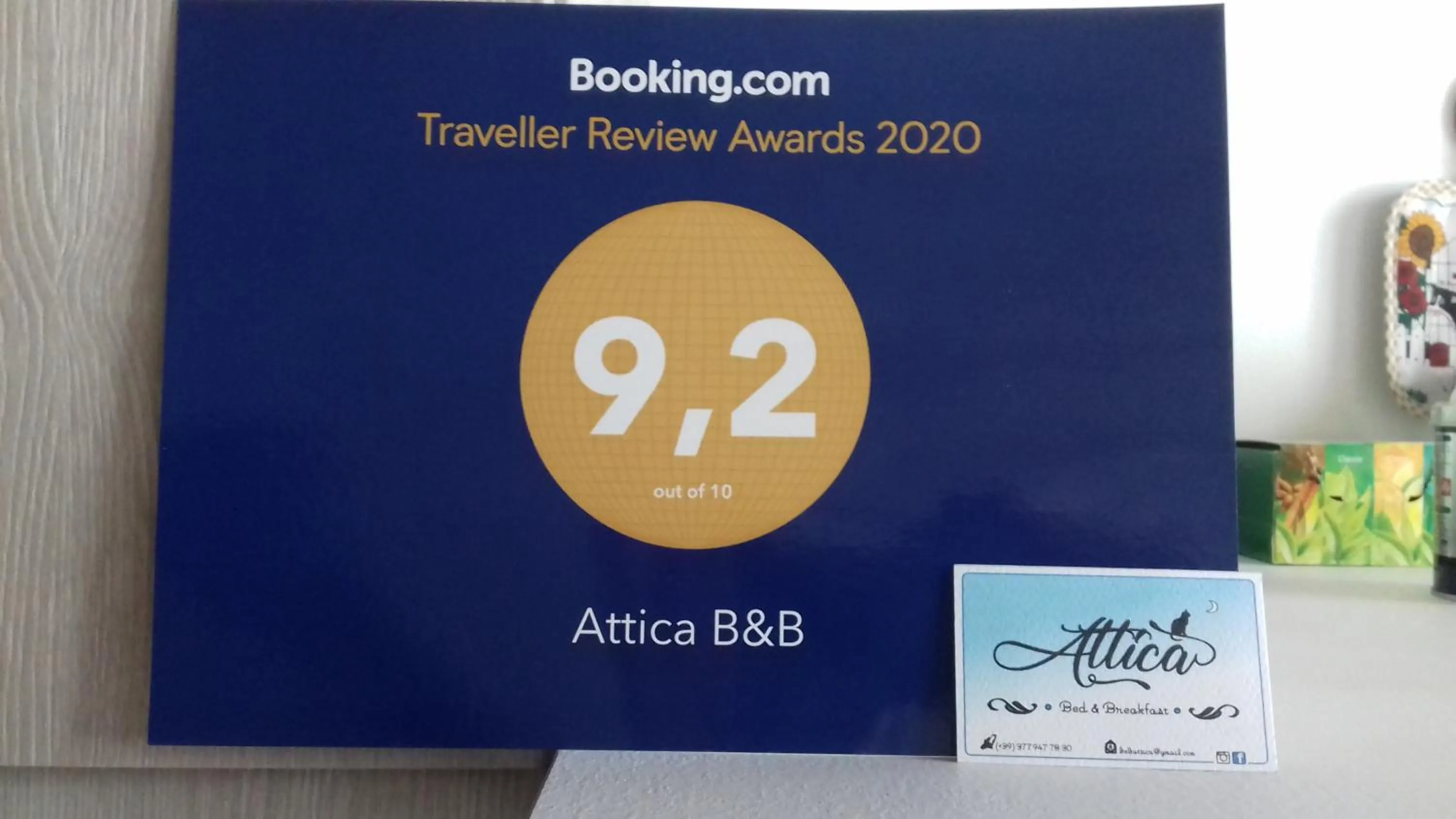 Certificate/Award in Attica B&B