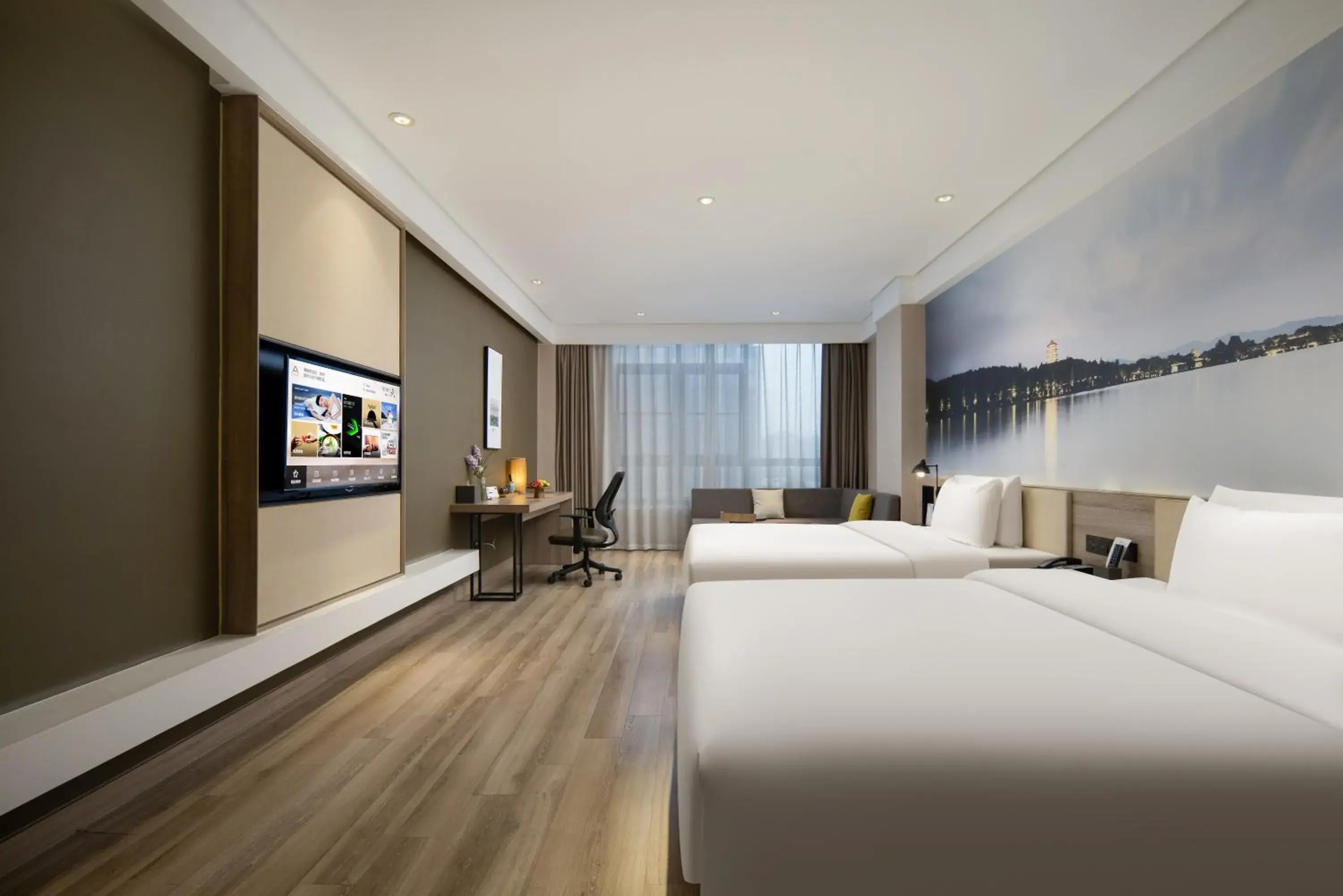Photo of the whole room, Bed in Atour S Hotel Hangzhou Future Tech City Photo of the whole room, Bed in Atour S Hotel Hangzhou Future Tech City