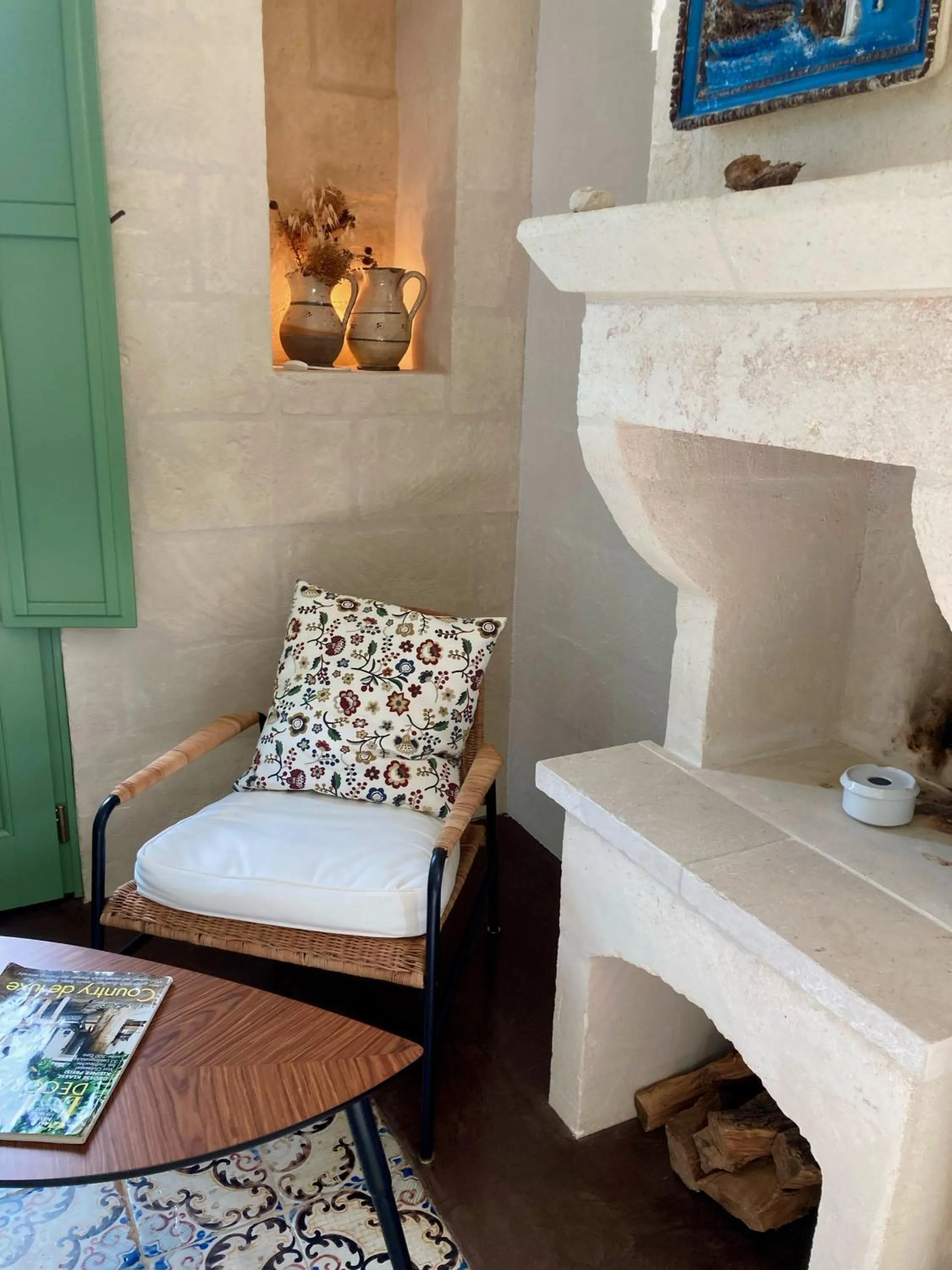 fireplace in Boutique Hotel Masseria Sottomasi
