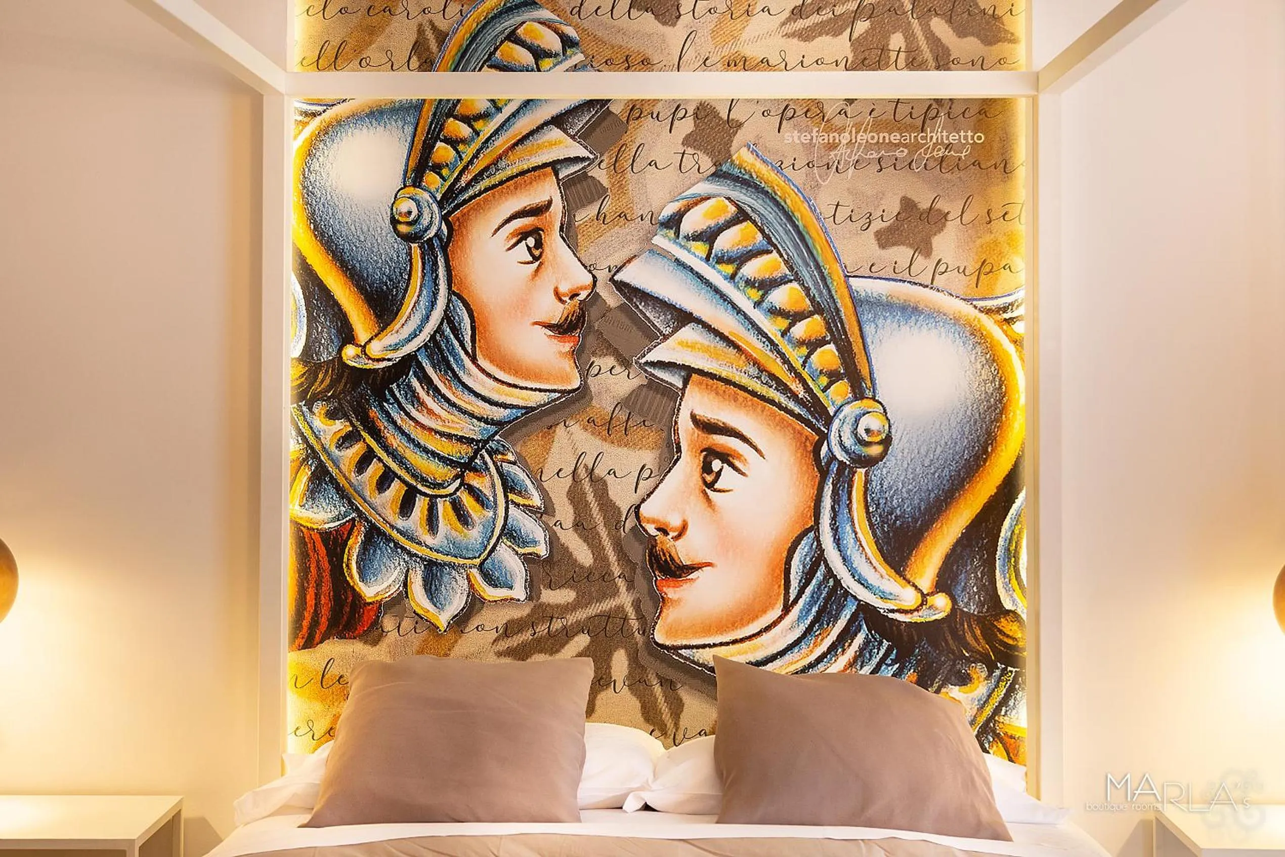 Bed in Marla's boutique rooms