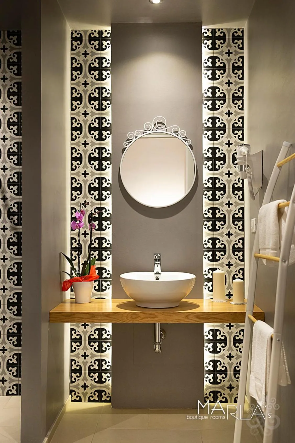 Bathroom in Marla's boutique rooms