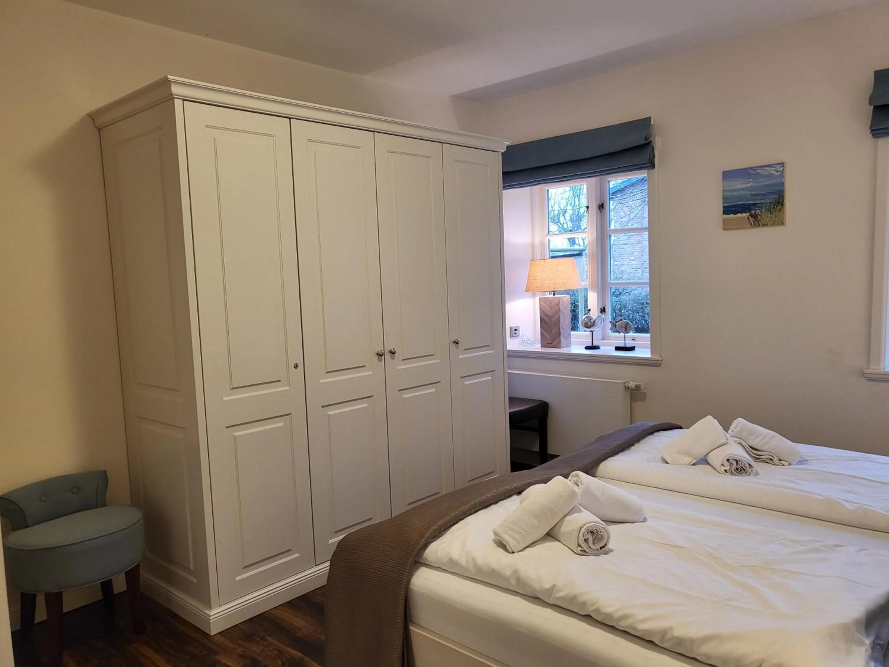 Bed in Ferienwohnung 1 im Reetdachhaus Mühlenhof