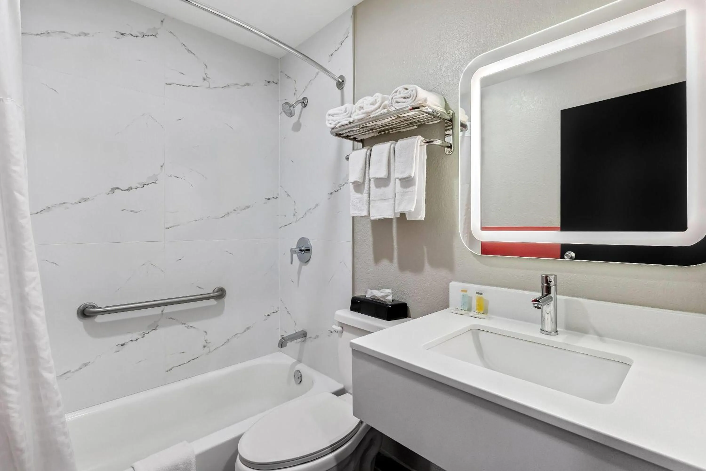 Bathroom in Super 8 by Wyndham Lewiston Auburn Area