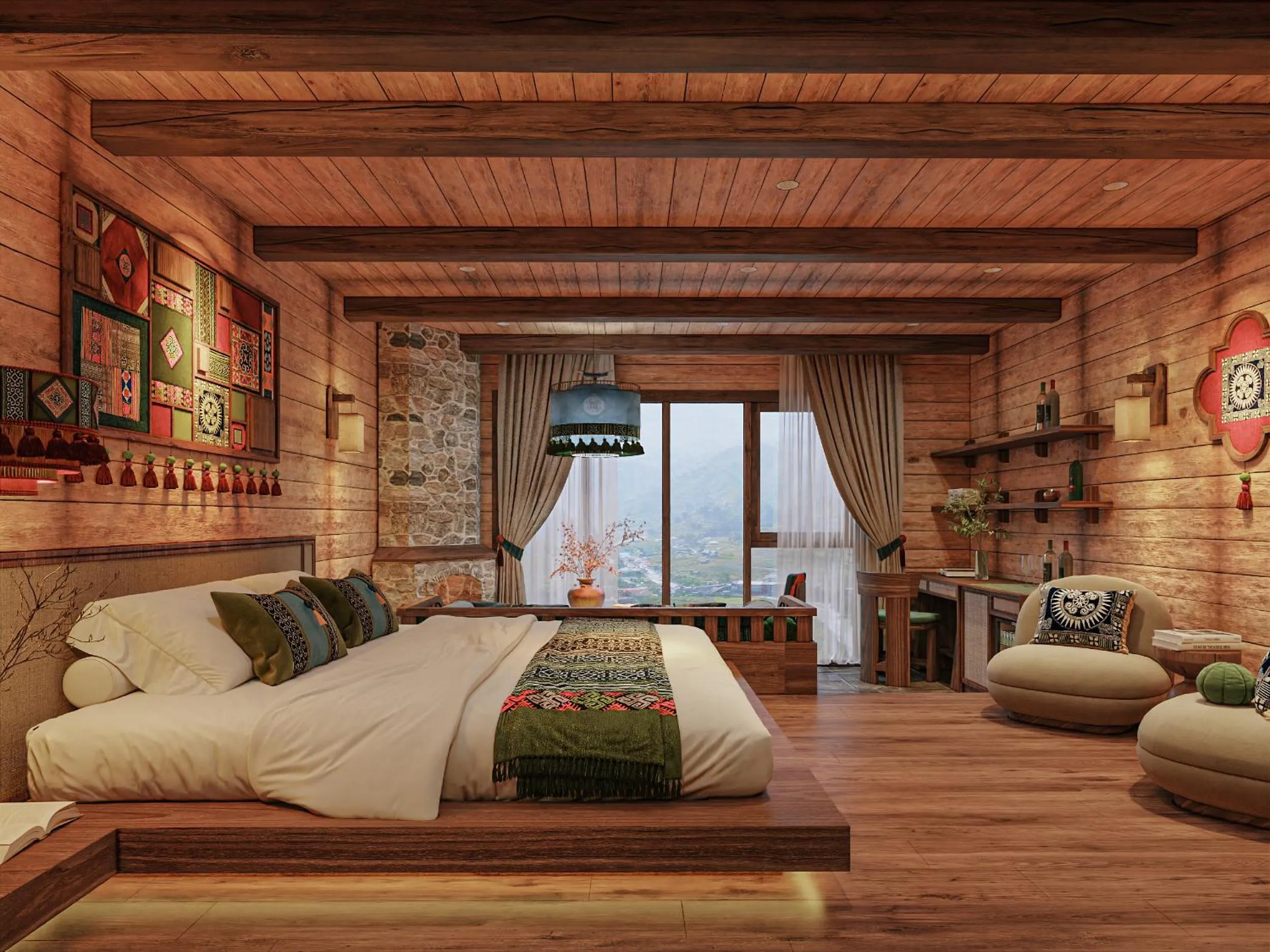 Living room, Bed in Laxsik Ecolodge