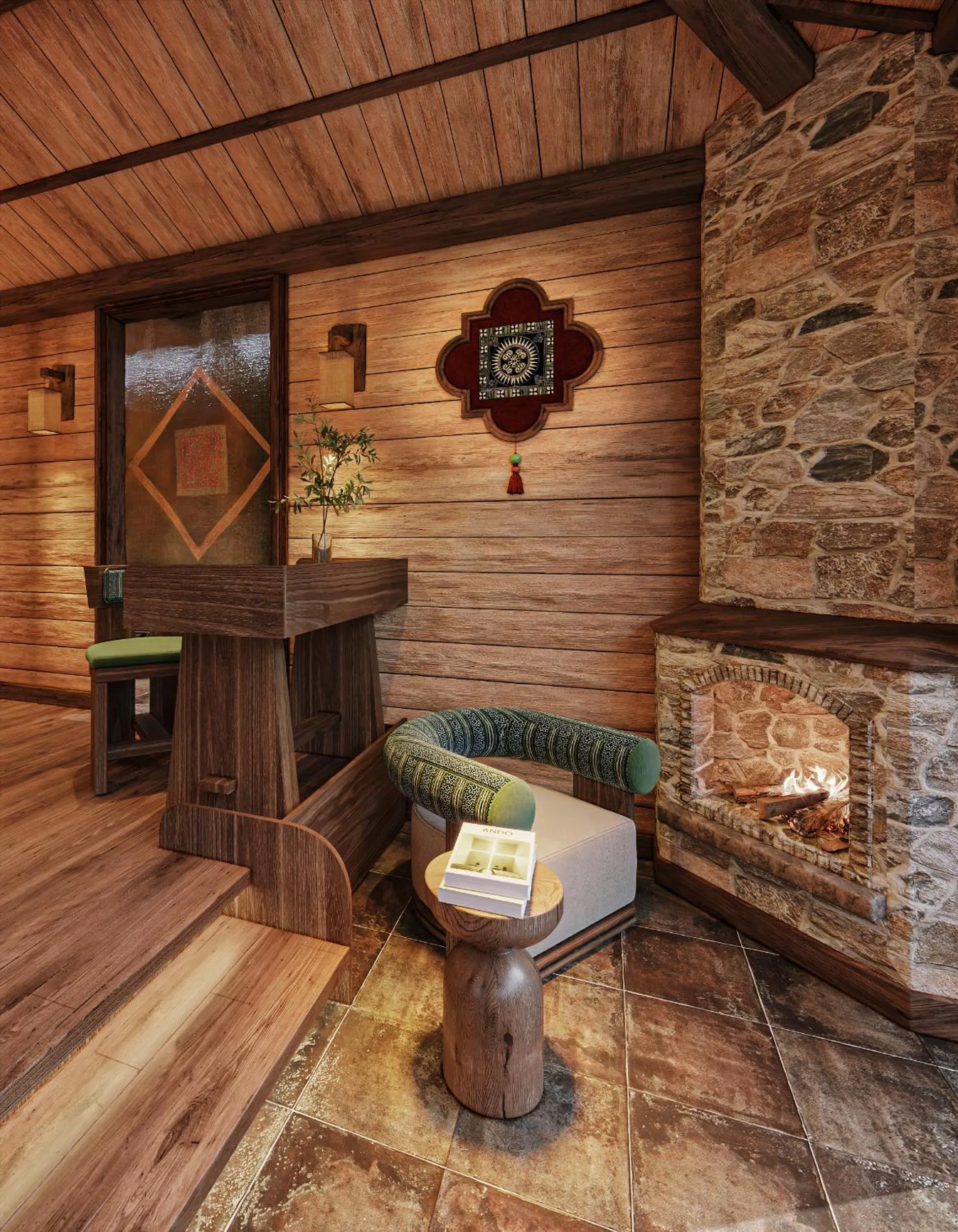 fireplace in Laxsik Ecolodge