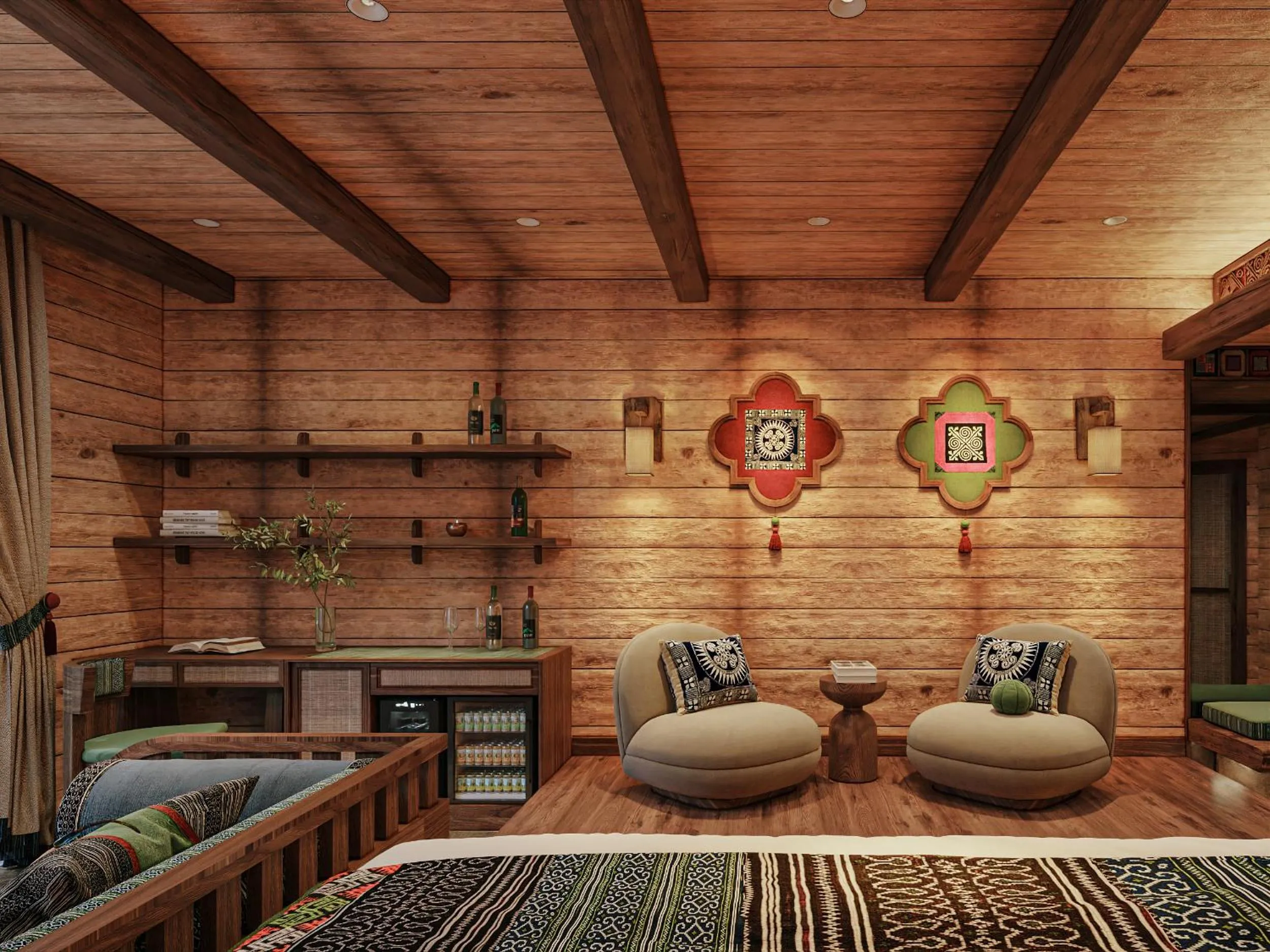 Photo of the whole room, Bed in Laxsik Ecolodge