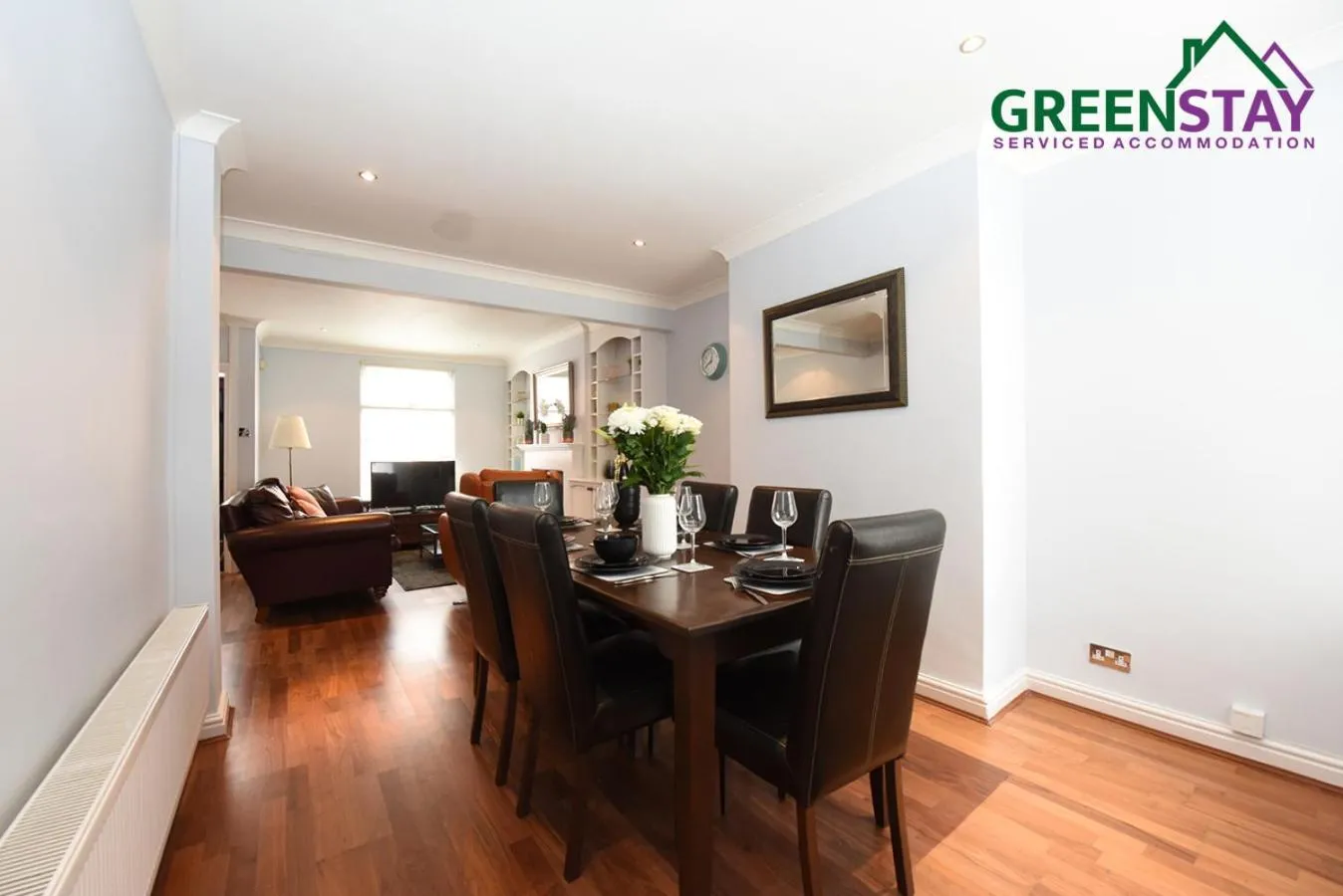 Dining area in "Honeysuckle House Chester" by Greenstay Serviced Accommodation - Large 3 Bed House, Sleeps 6, Perfect For Contractors, Business Travellers, Families & Groups