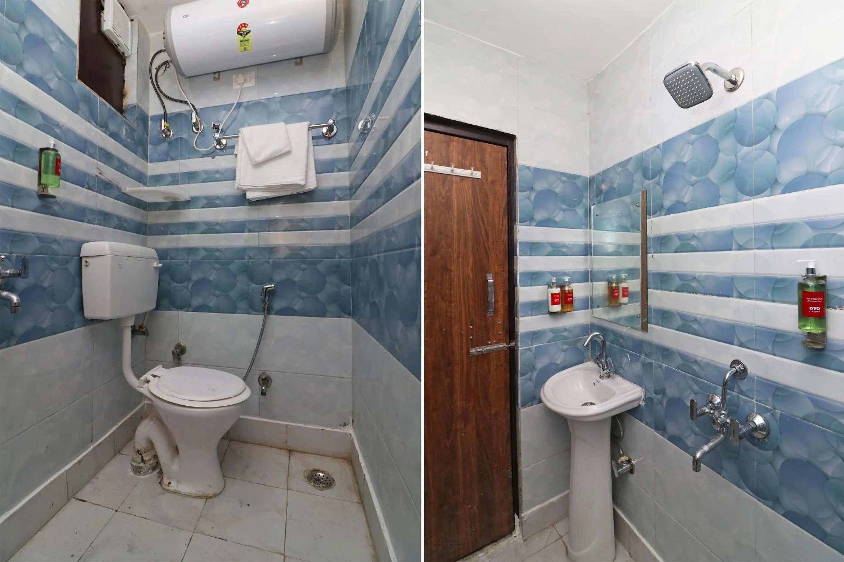 Bathroom in Super Hotel O Sathguru Residency Near New Ashok Nagar Metro Station