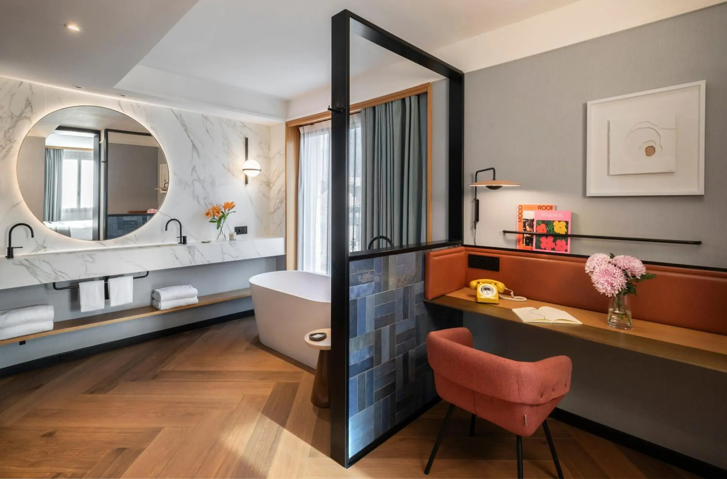 Bathroom, Bed in Kimpton Vividora Hotel by IHG Bathroom, Bed in Kimpton Vividora Hotel by IHG