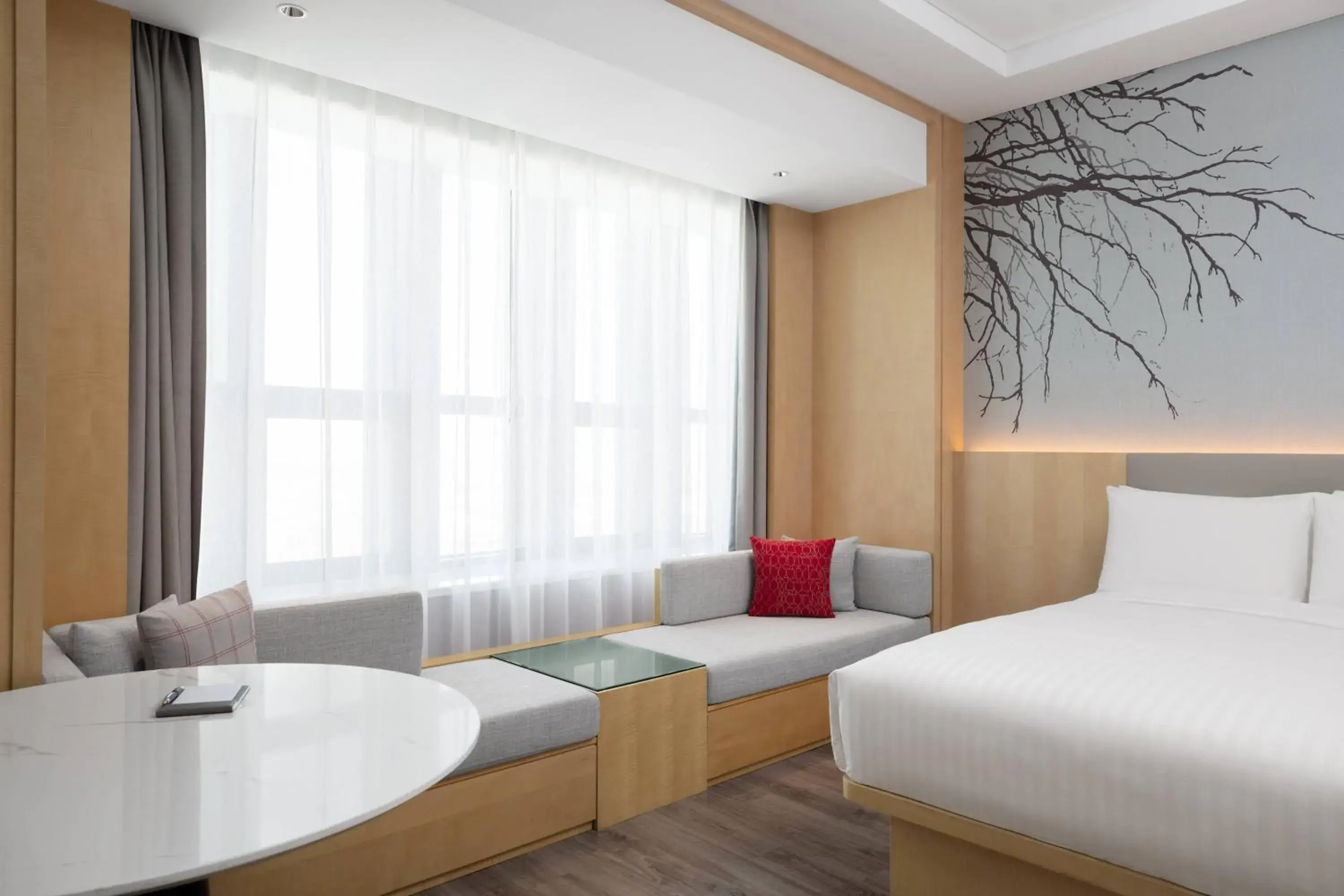 Deluxe Twin room, Guest room, 2 Double, City view in Courtyard by Marriott Shanghai Songjiang Deluxe Twin room, Guest room, 2 Double, City view in Courtyard by Marriott Shanghai Songjiang