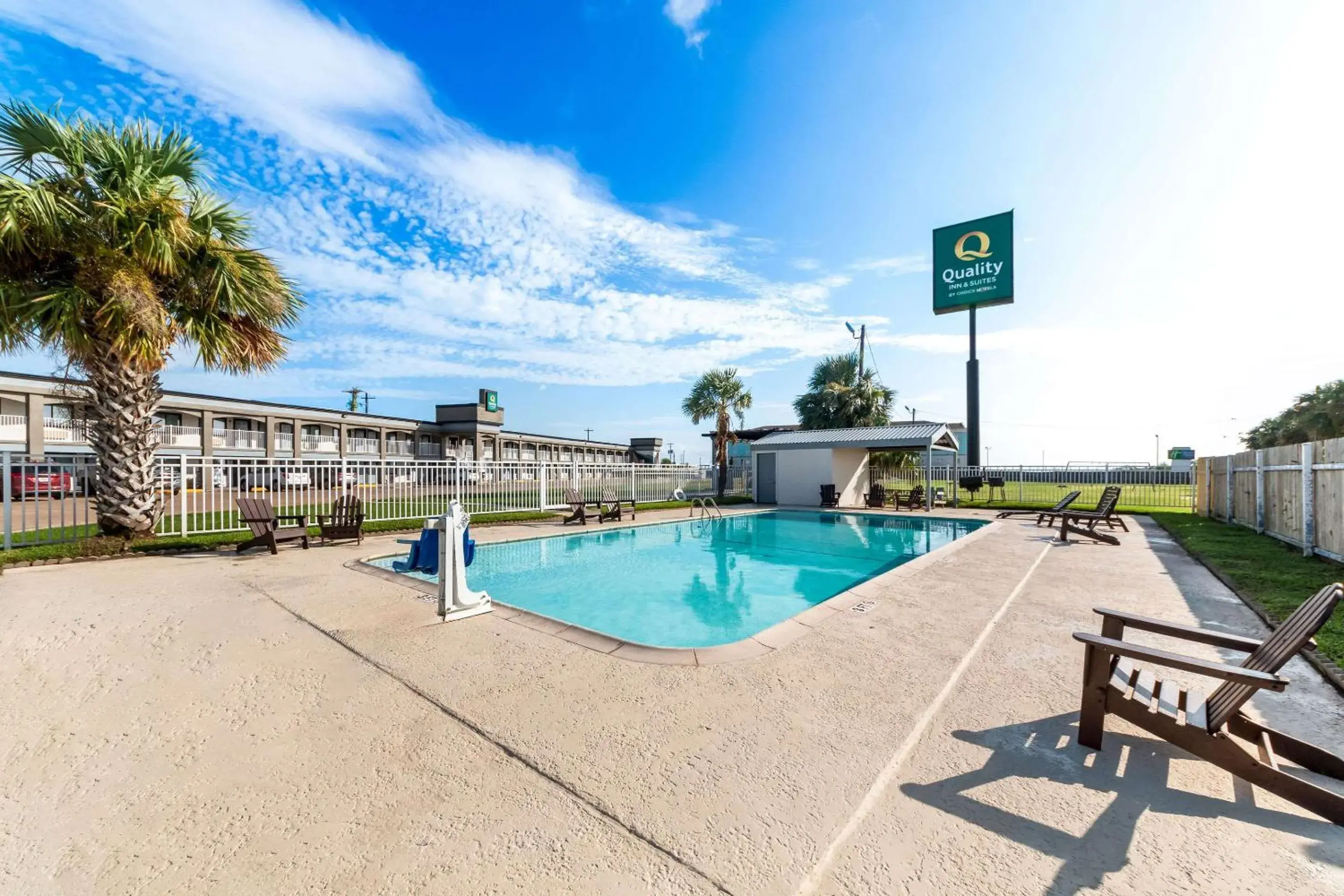 Pool view in Quality Inn & Suites Port Lavaca near Lighthouse Beach Pool view in Quality Inn & Suites Port Lavaca near Lighthouse Beach