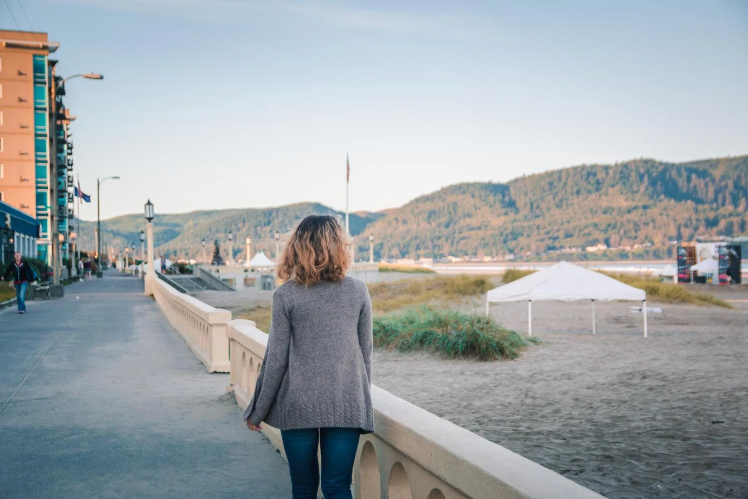 People in Seashore Inn on the Beach Seaside