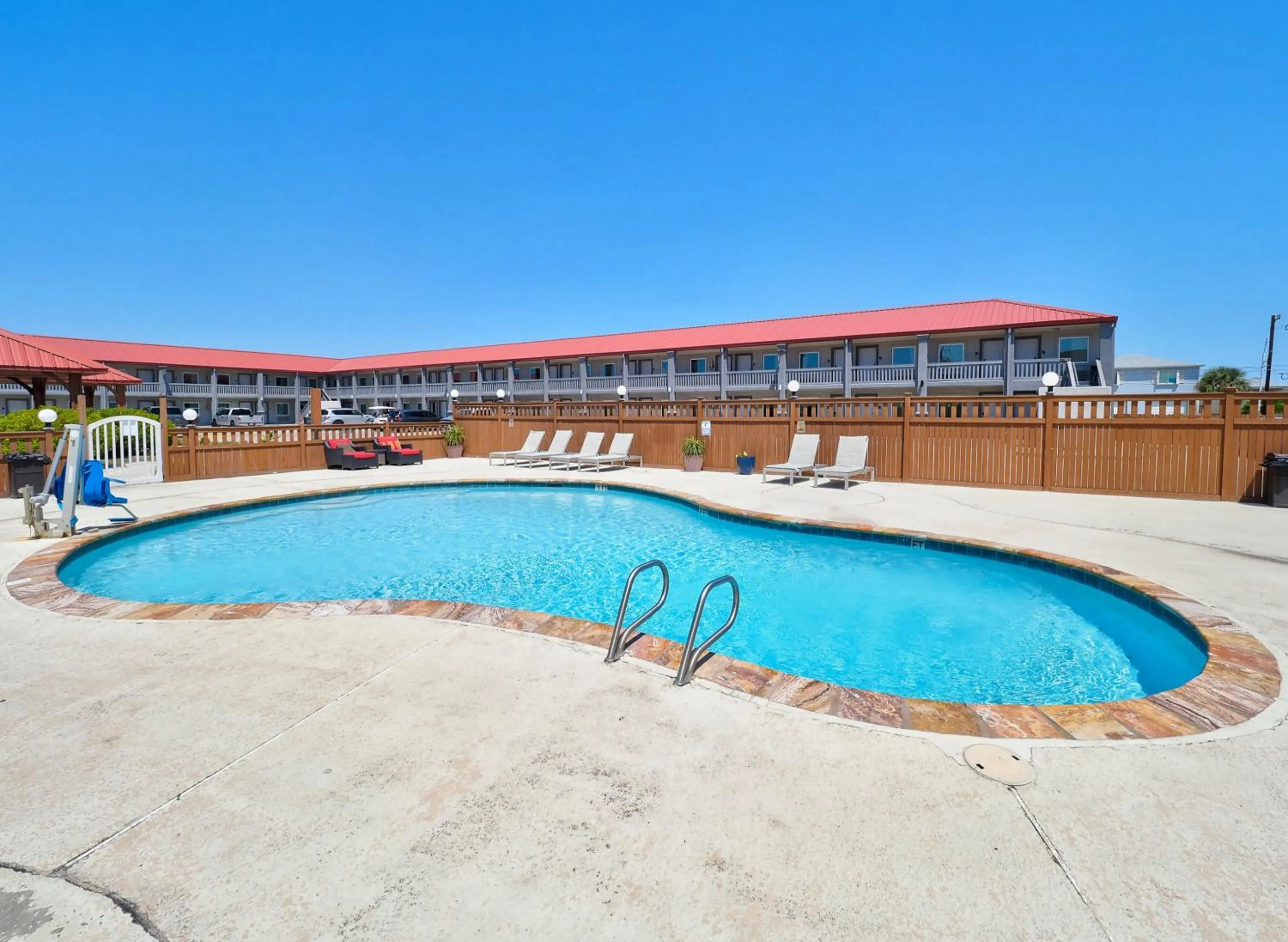 Swimming pool in Ocean's Edge Hotel, Port Aransas,TX
