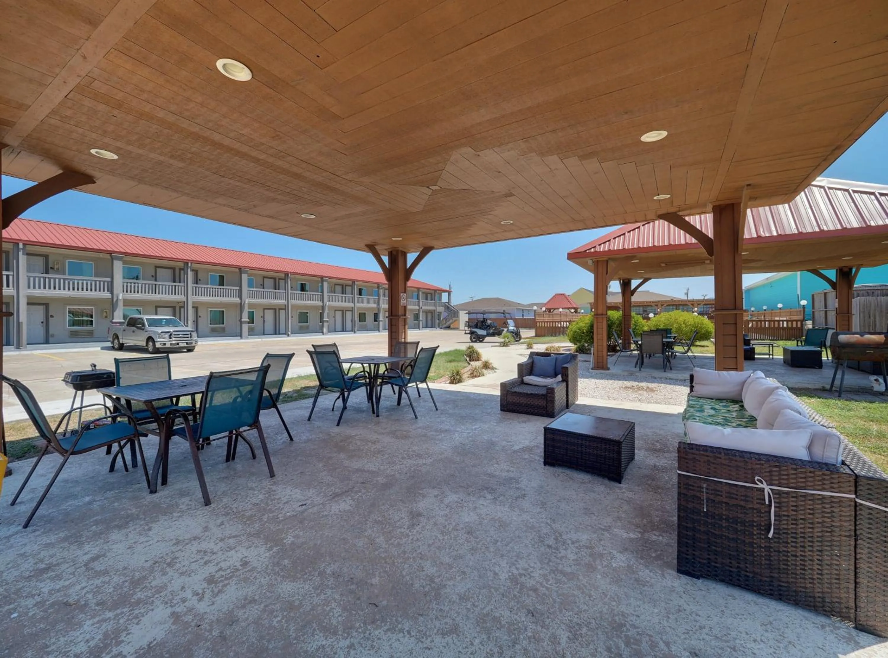 Seating area in Ocean's Edge Hotel, Port Aransas,TX