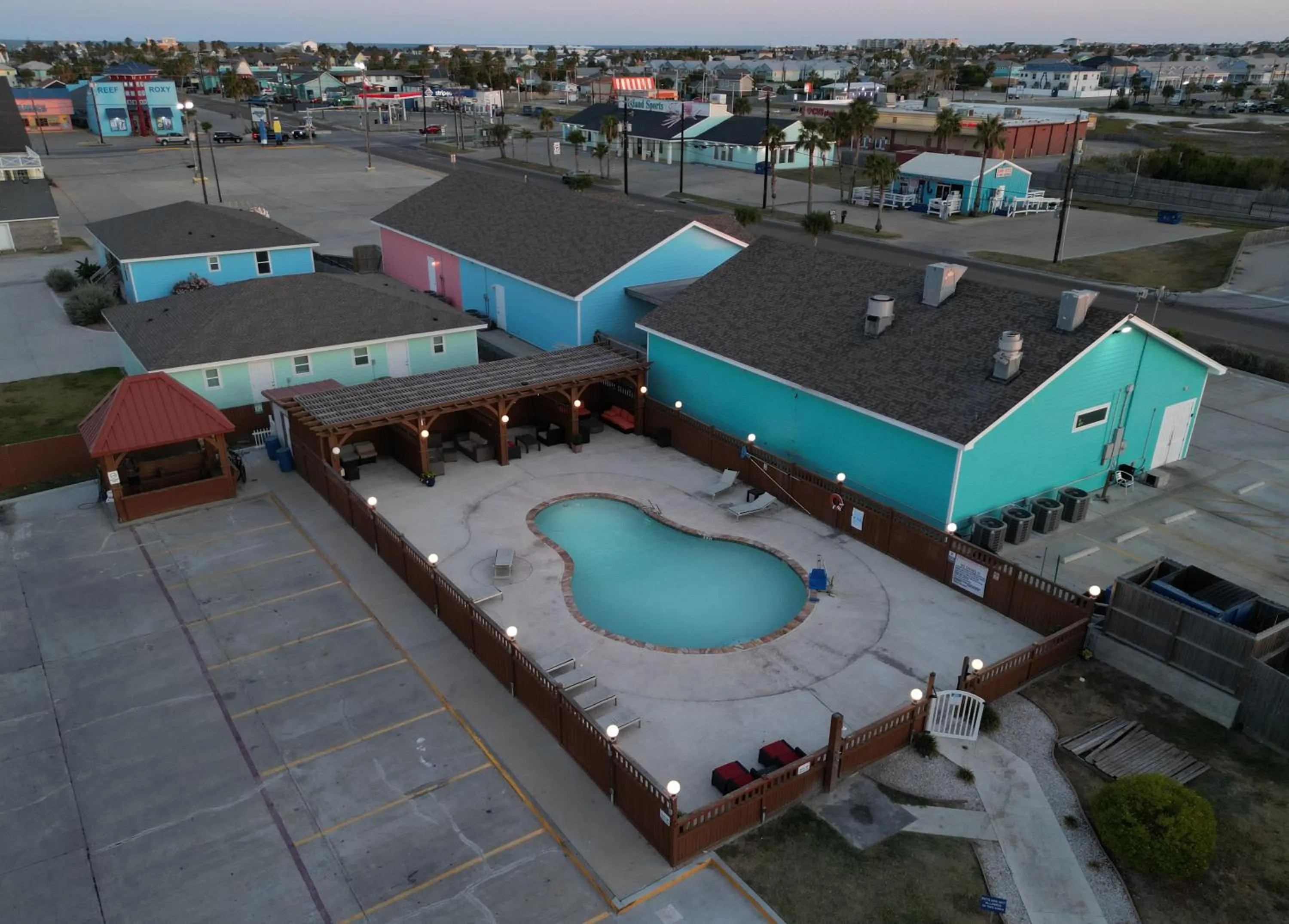 Pool view in Ocean's Edge Hotel, Port Aransas,TX