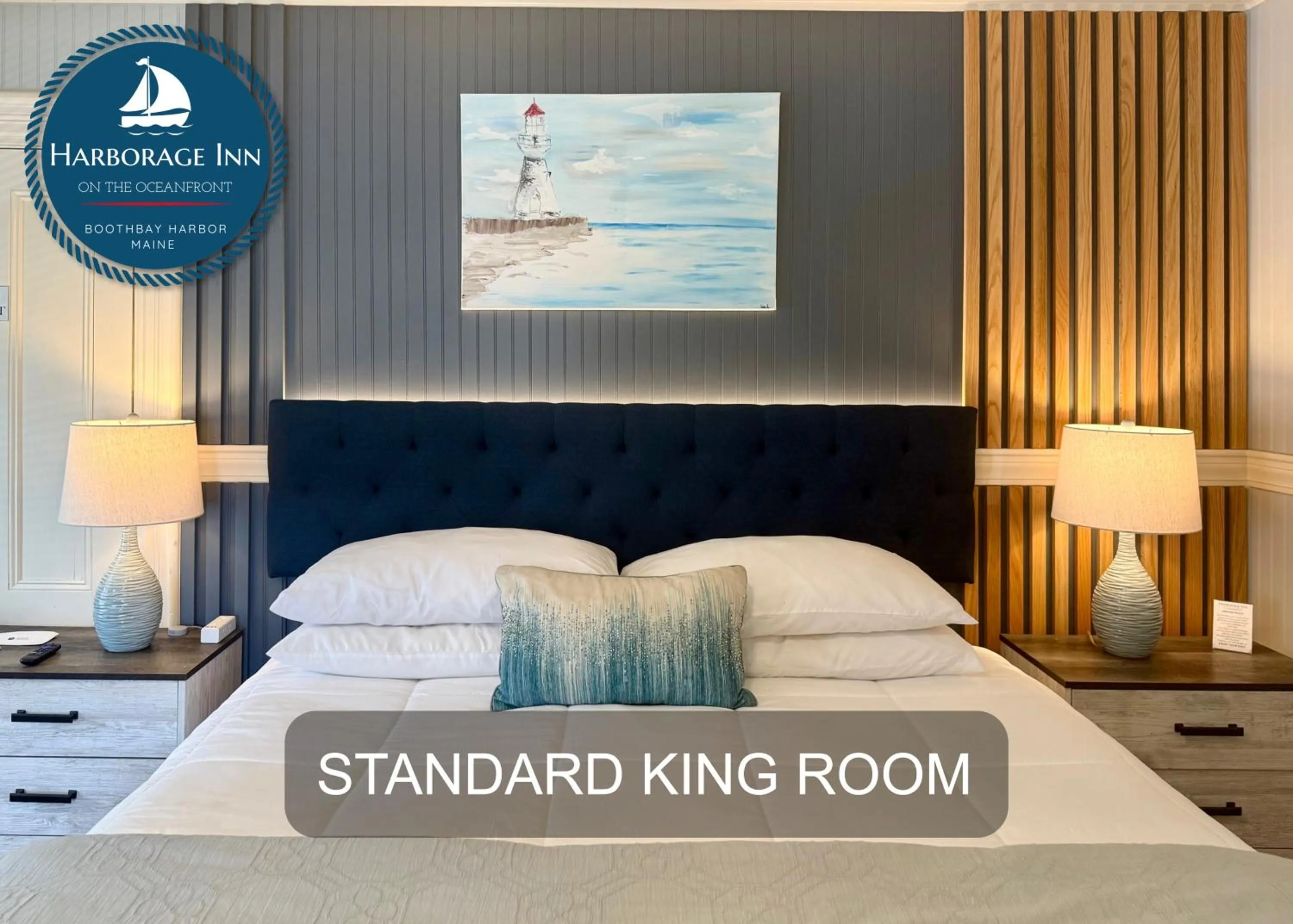 Bed in Harborage Inn on the Oceanfront