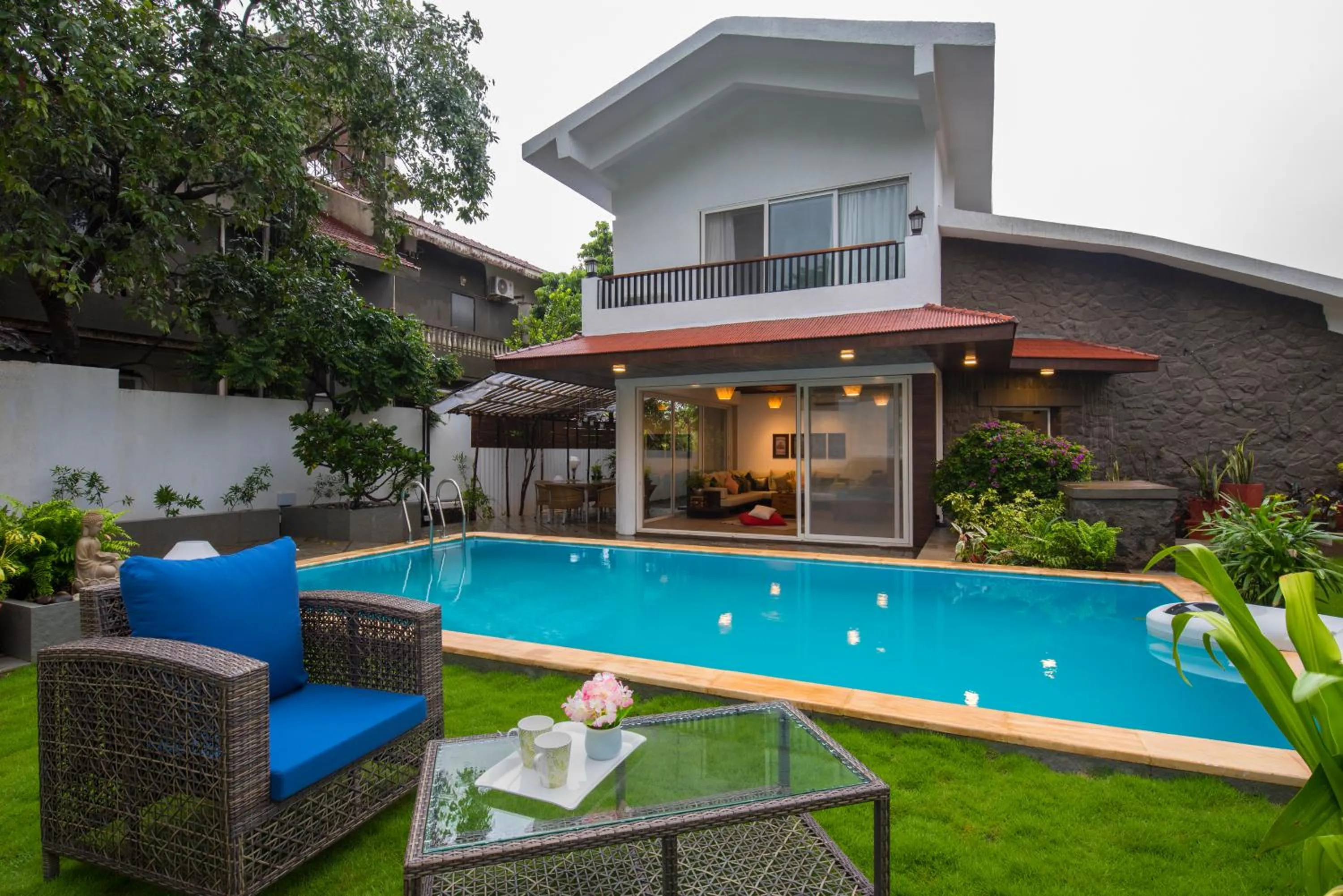Three-Bedroom Villa in EL Lodge by StayVista - Pool, lawn, and a charming gazebo for your perfect getaway
