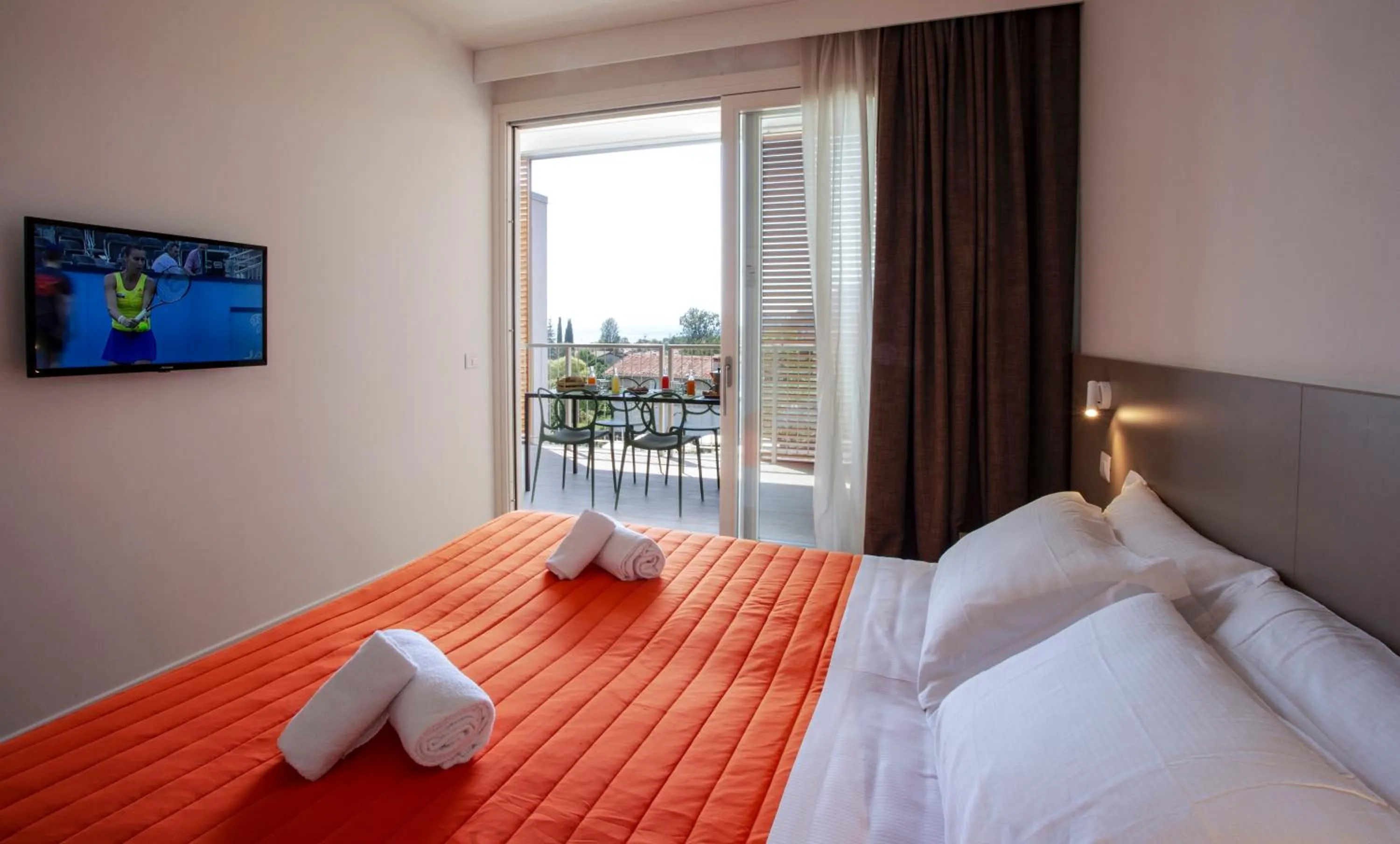 Balcony/Terrace, Bed in Residenza Olivo