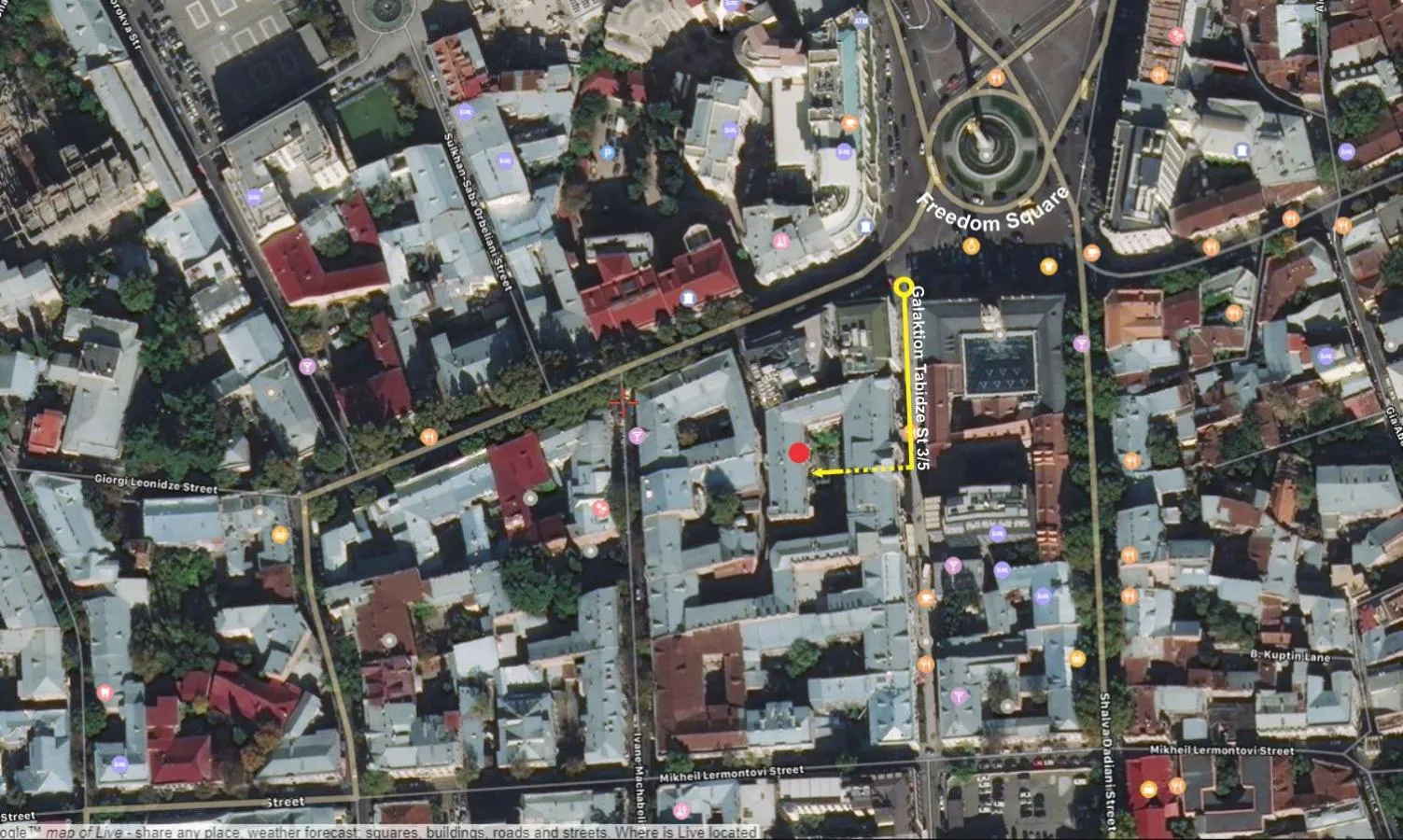 Landmark view in Cozy Studios on Freedom Square