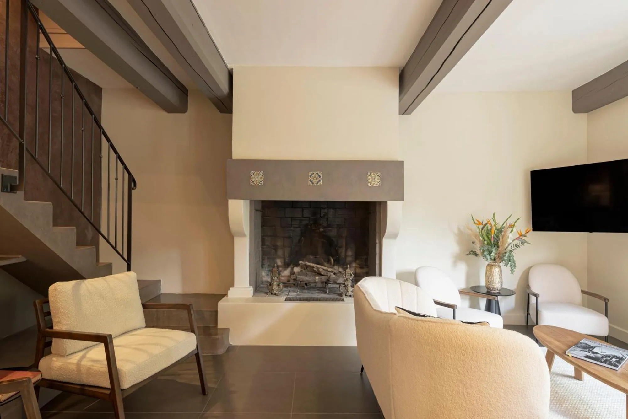 fireplace in Le Vallon de Valrugues Hotel Spa & Villas