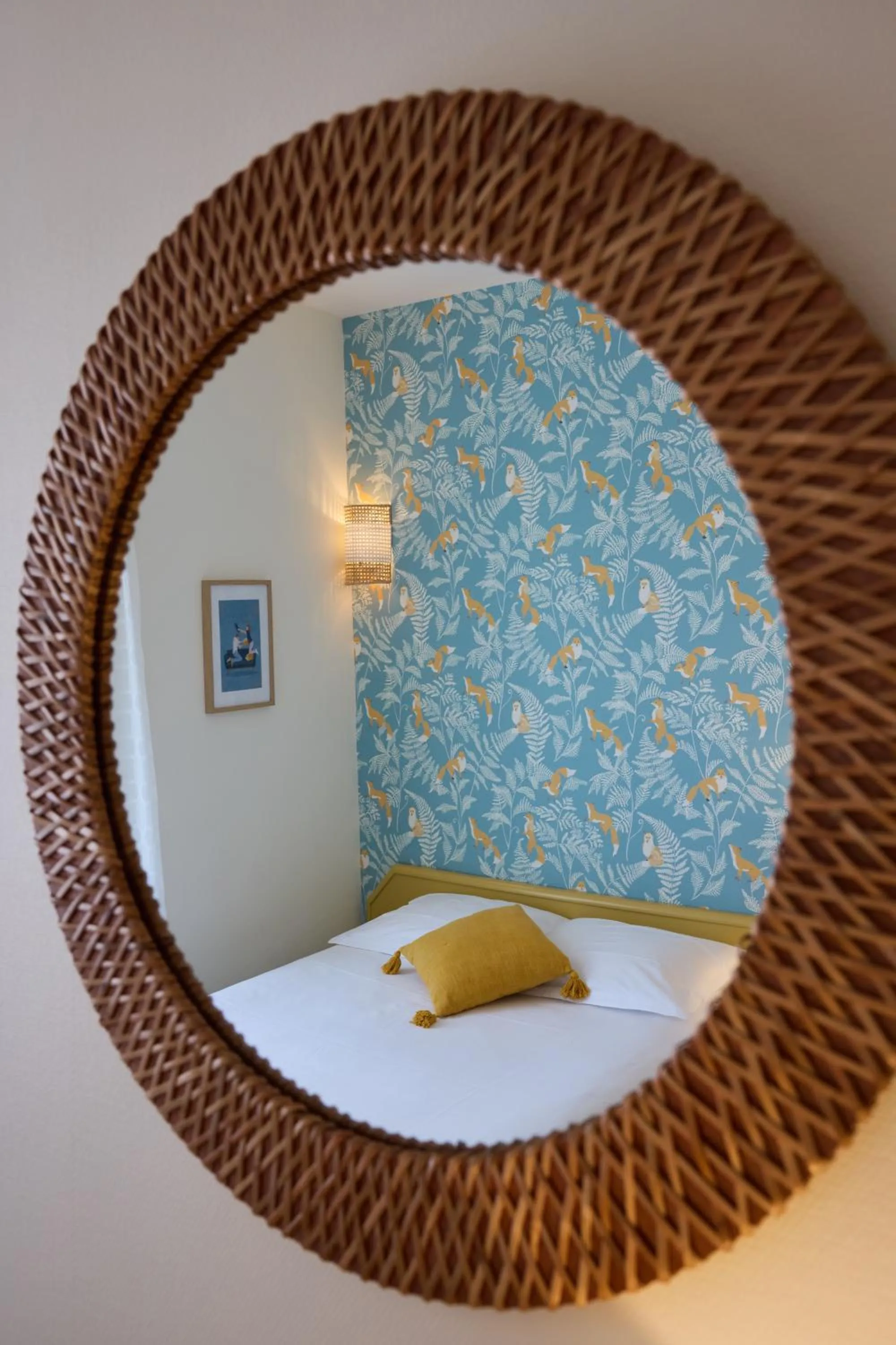 Decorative detail, Bed in Logis Hôtel Marguerite