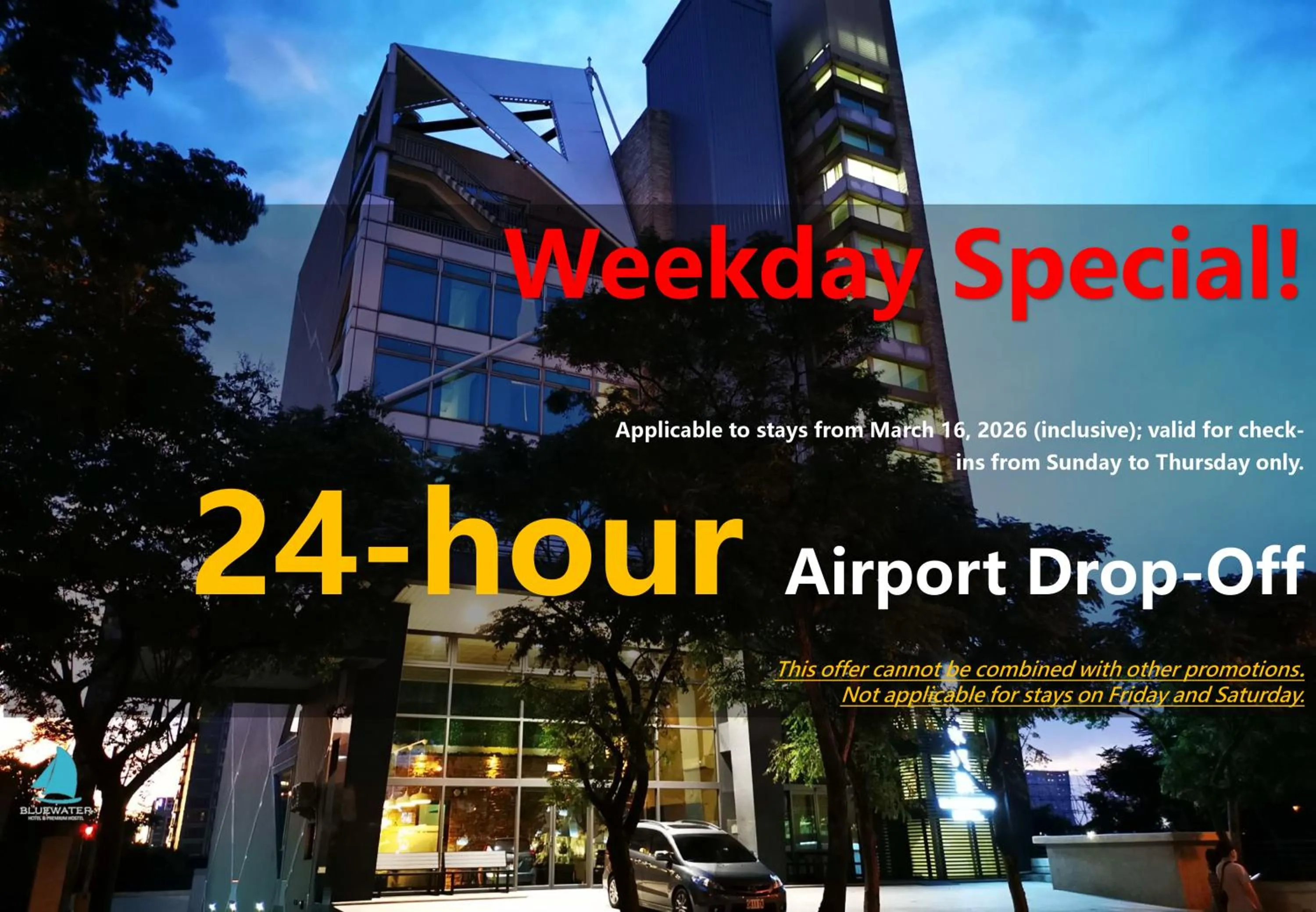 shuttle in Bluewater Hotel Xpark Gloria Outlets Taoyuan Baseball Stadium