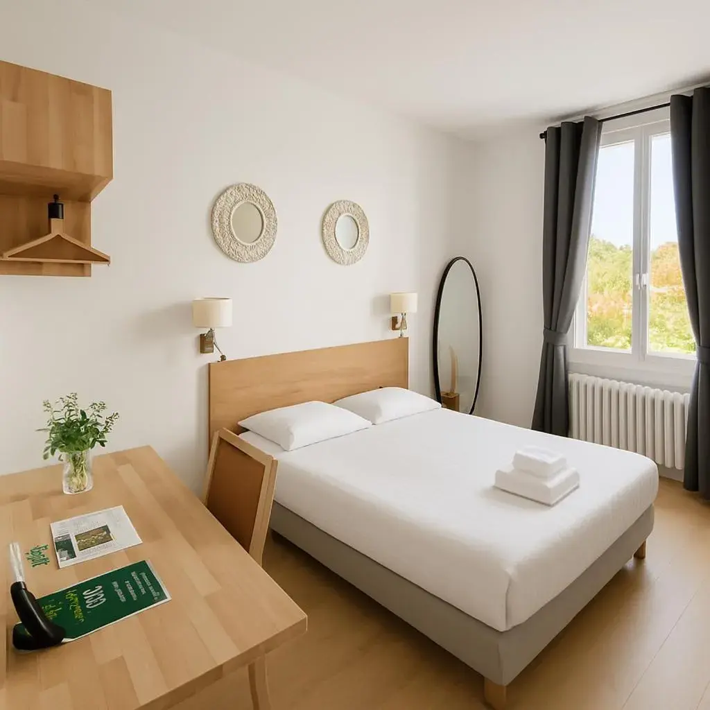 Photo of the whole room, Bed in Logis Hôtel du Cirque Troyes centre historique Photo of the whole room, Bed in Logis Hôtel du Cirque Troyes centre historique