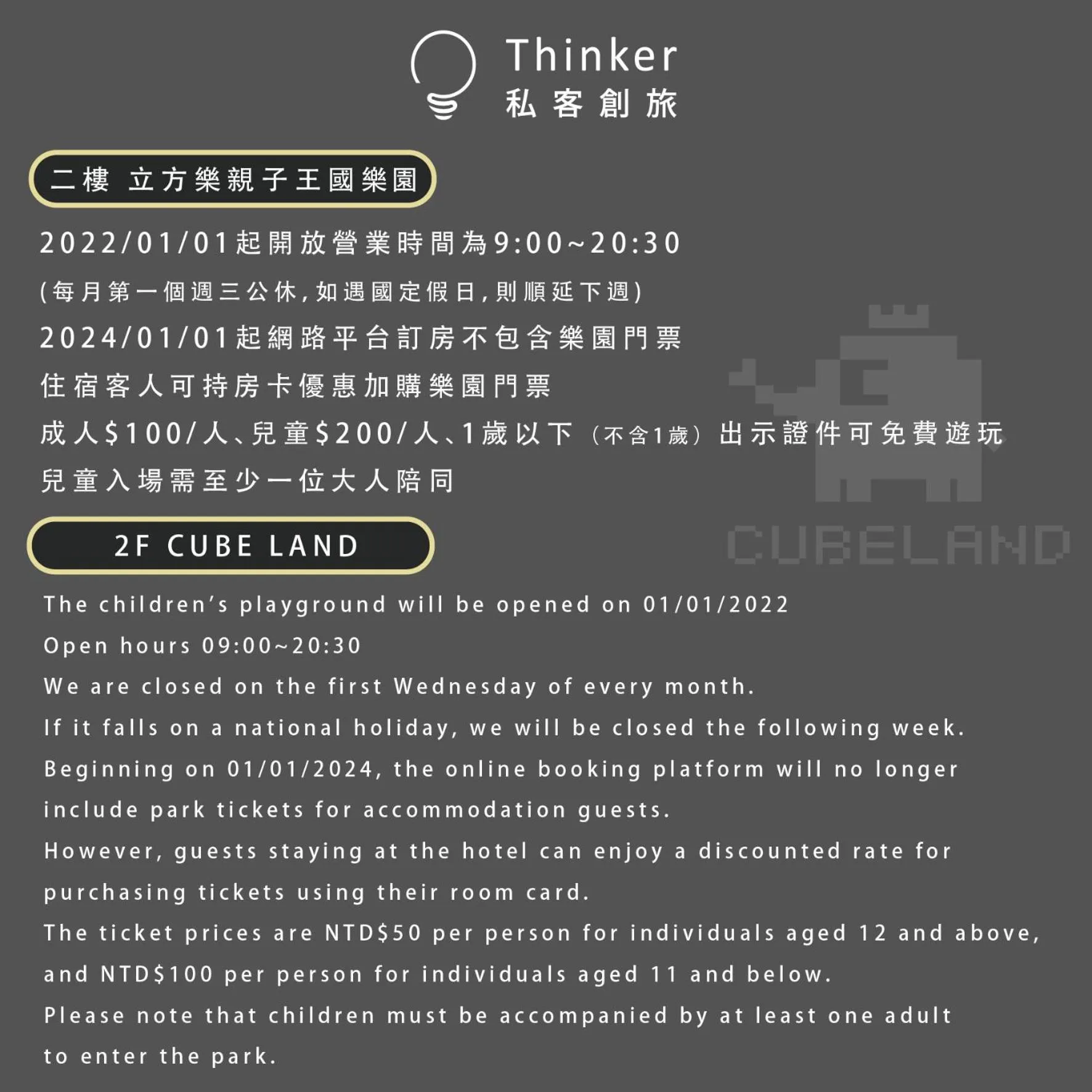 Text overlay in Thinker Hotel