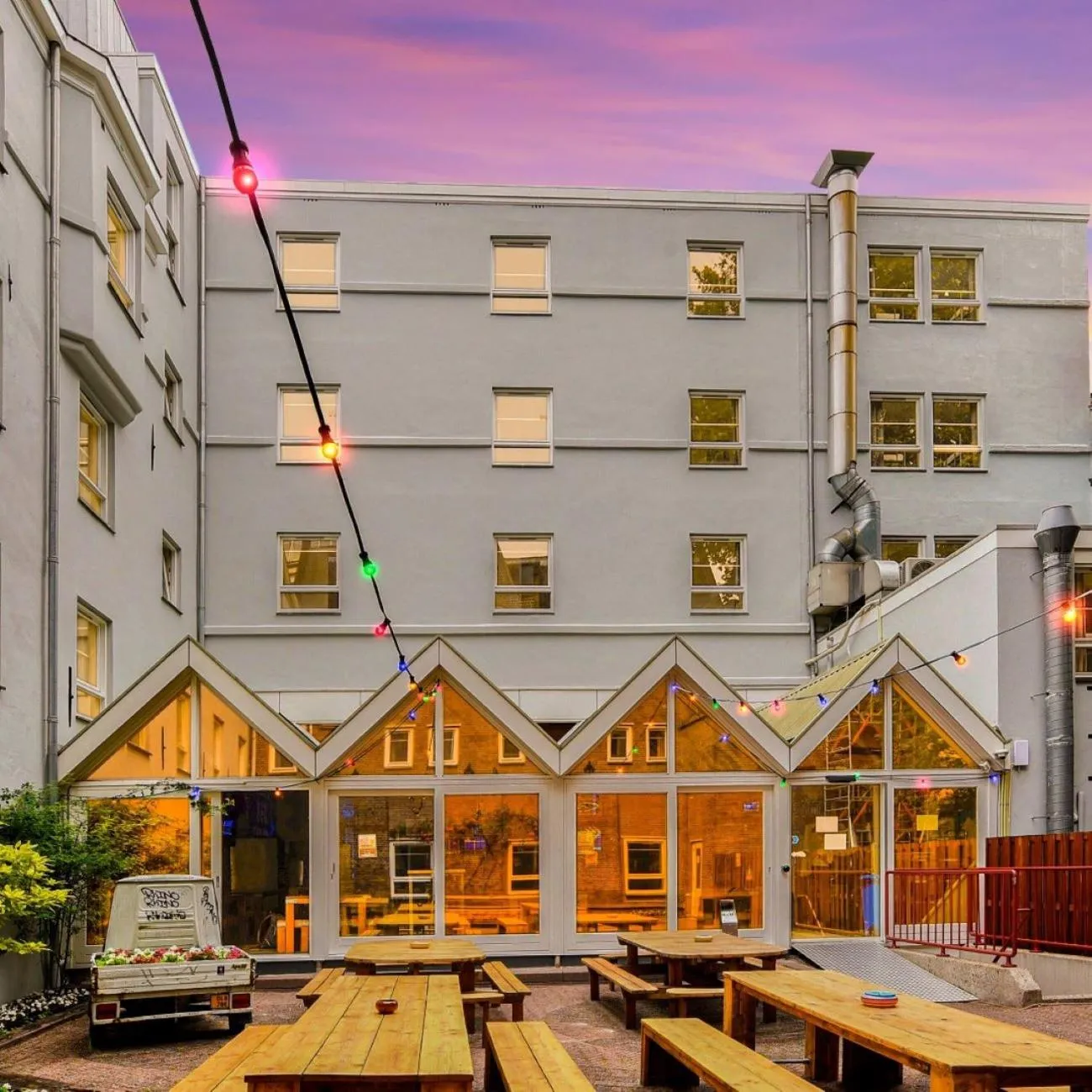 Garden in Hans Brinker Hostel Amsterdam