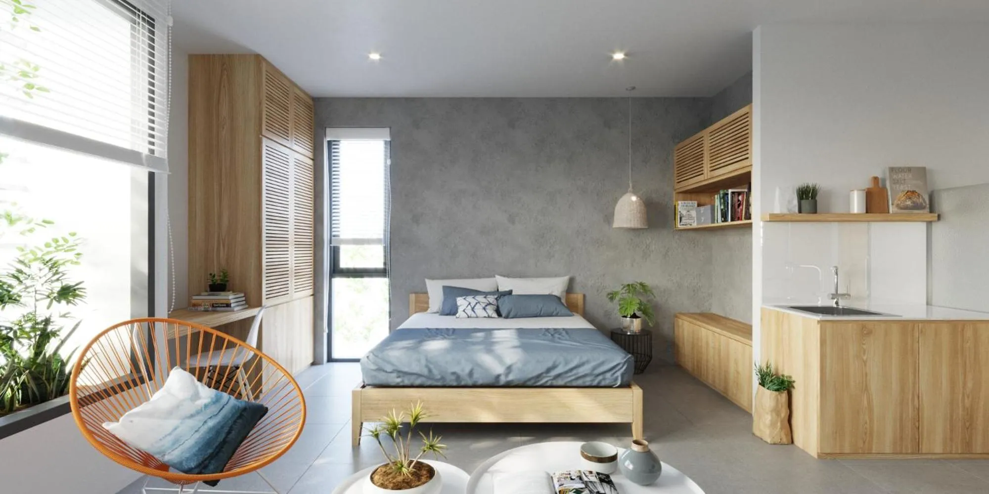 Photo of the whole room, Bed in Lem's Apartment & Coffee