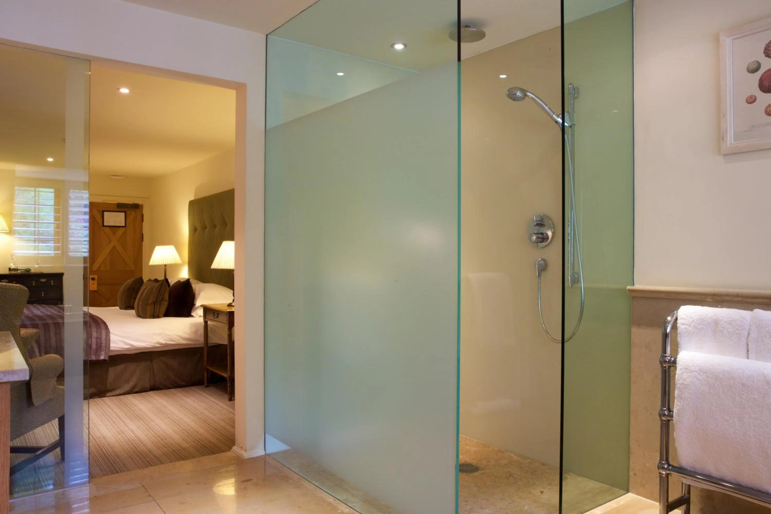 Bathroom, Bed in Gidleigh Park- A Relais & Chateaux Hotel