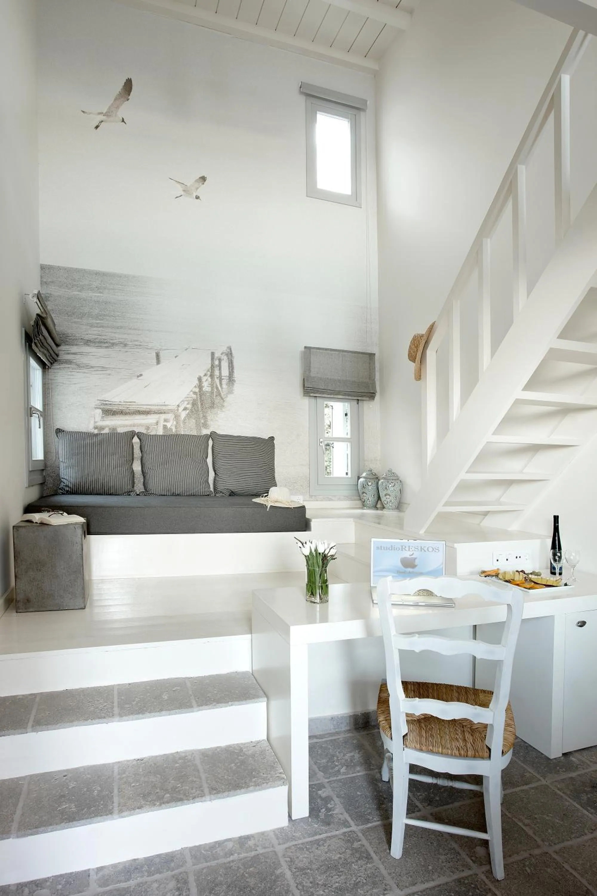 Bed in Skyros Ammos Hotel