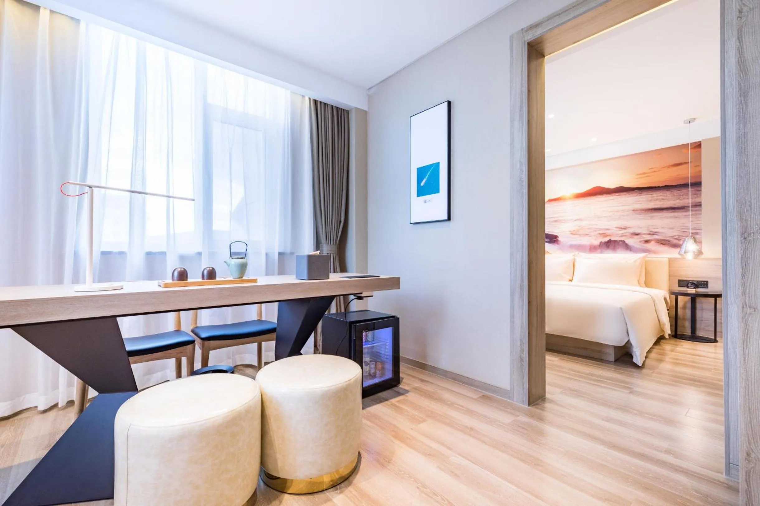 Bed in Atour Hotel Weihai City Center