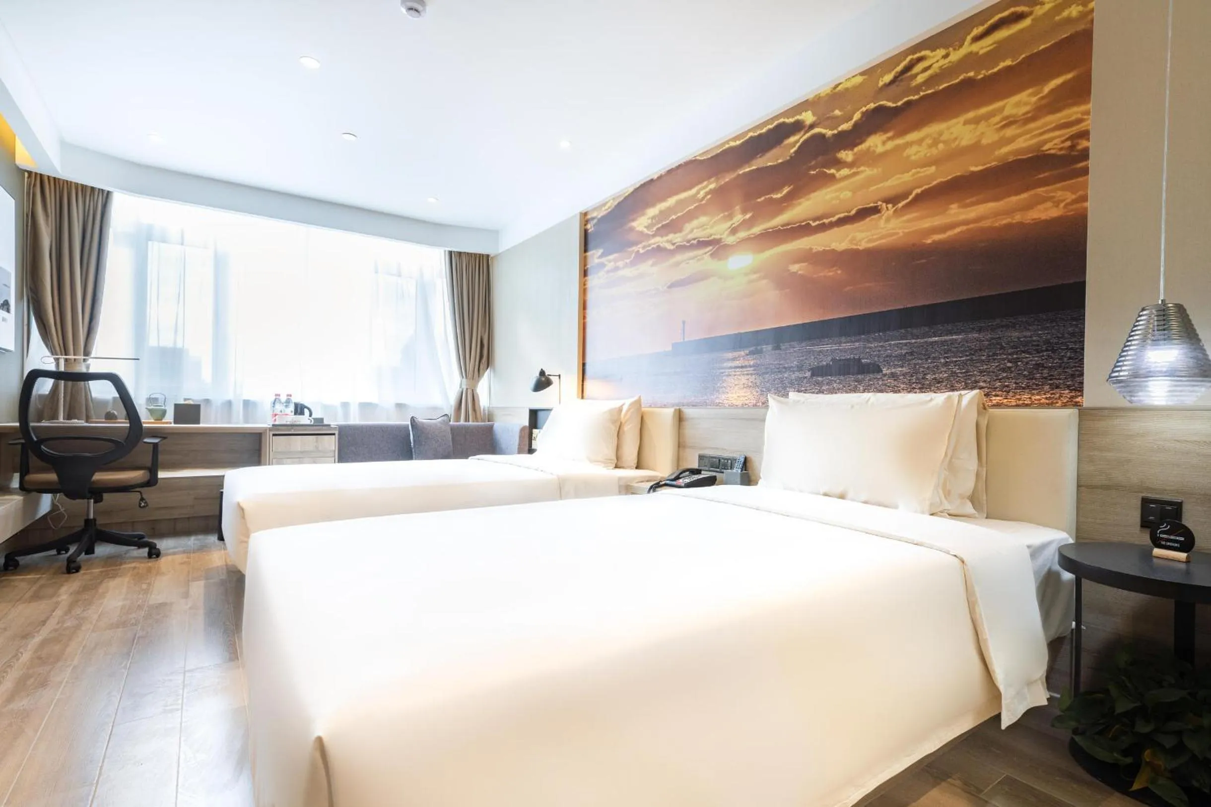 Bed in Atour Hotel Weihai City Center