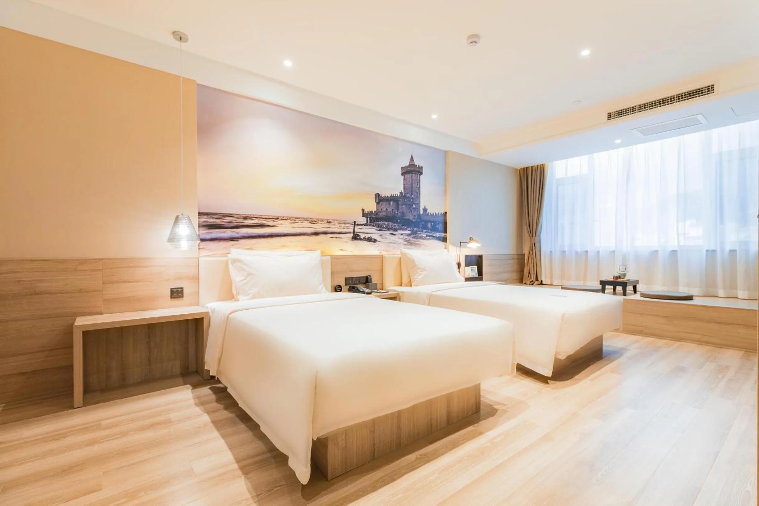 Bed in Atour Hotel Weihai City Center