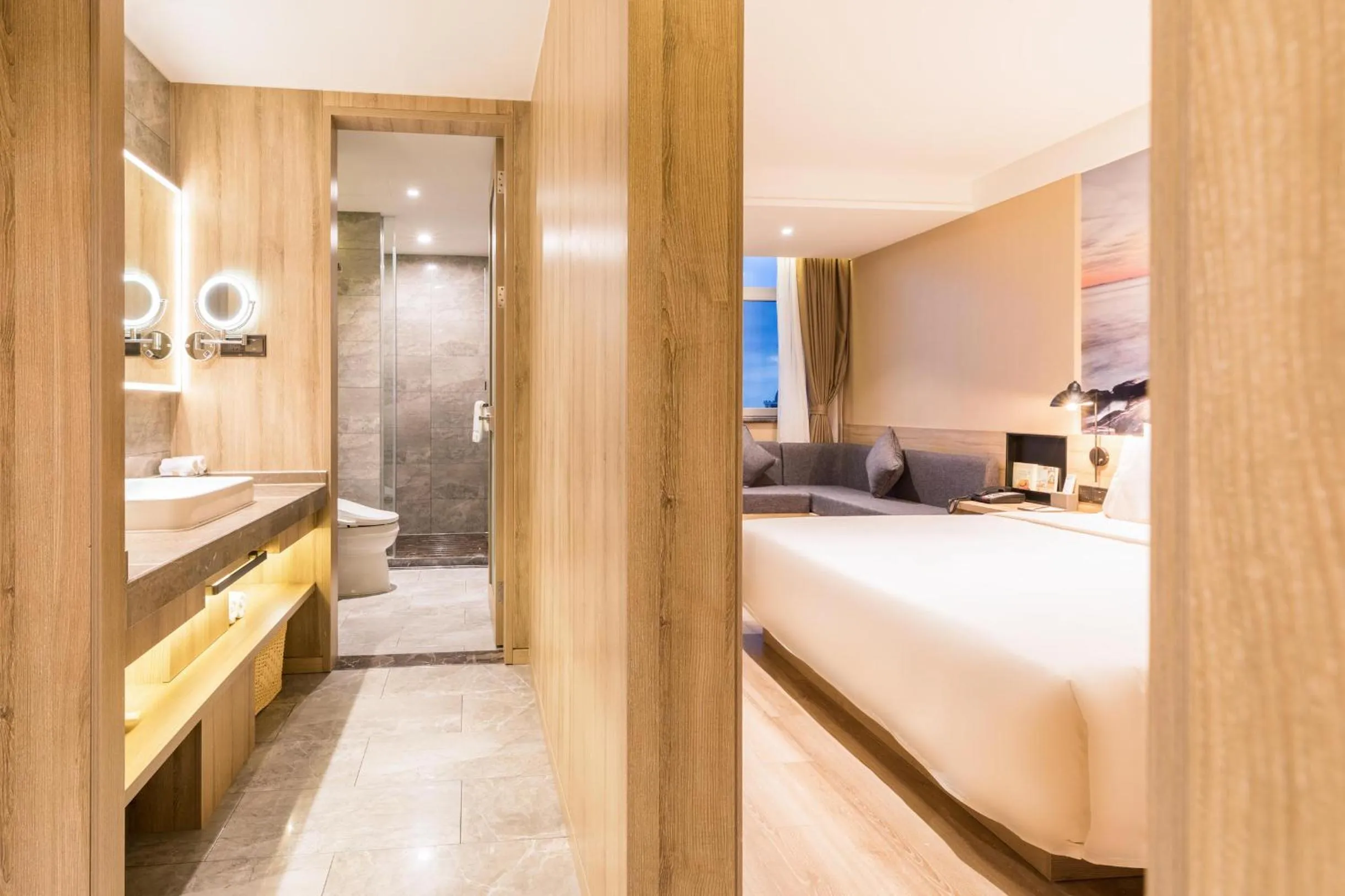 Bed in Atour Hotel Weihai City Center