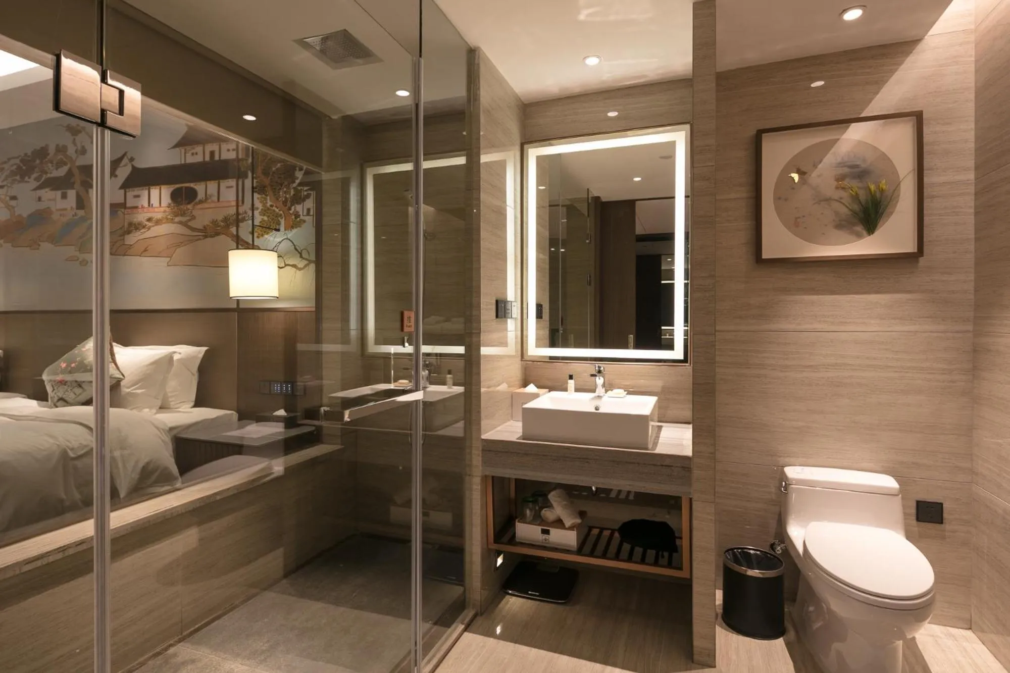 Bathroom, Bed in Millennium Resort Wuyishan