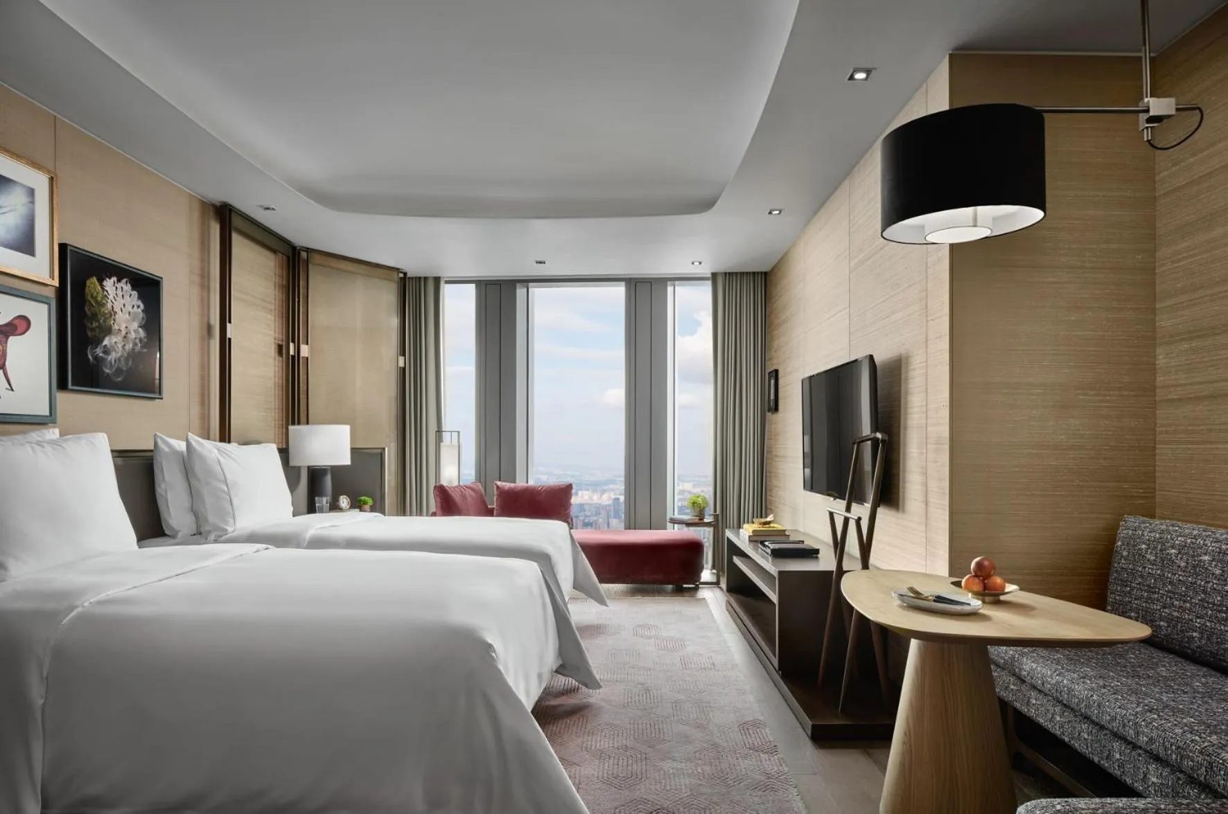 Bedroom, Bed in Rosewood Guangzhou, enjoy free shuttle bus service between the hotel and the Canton Fair Complex during the Canton Fair