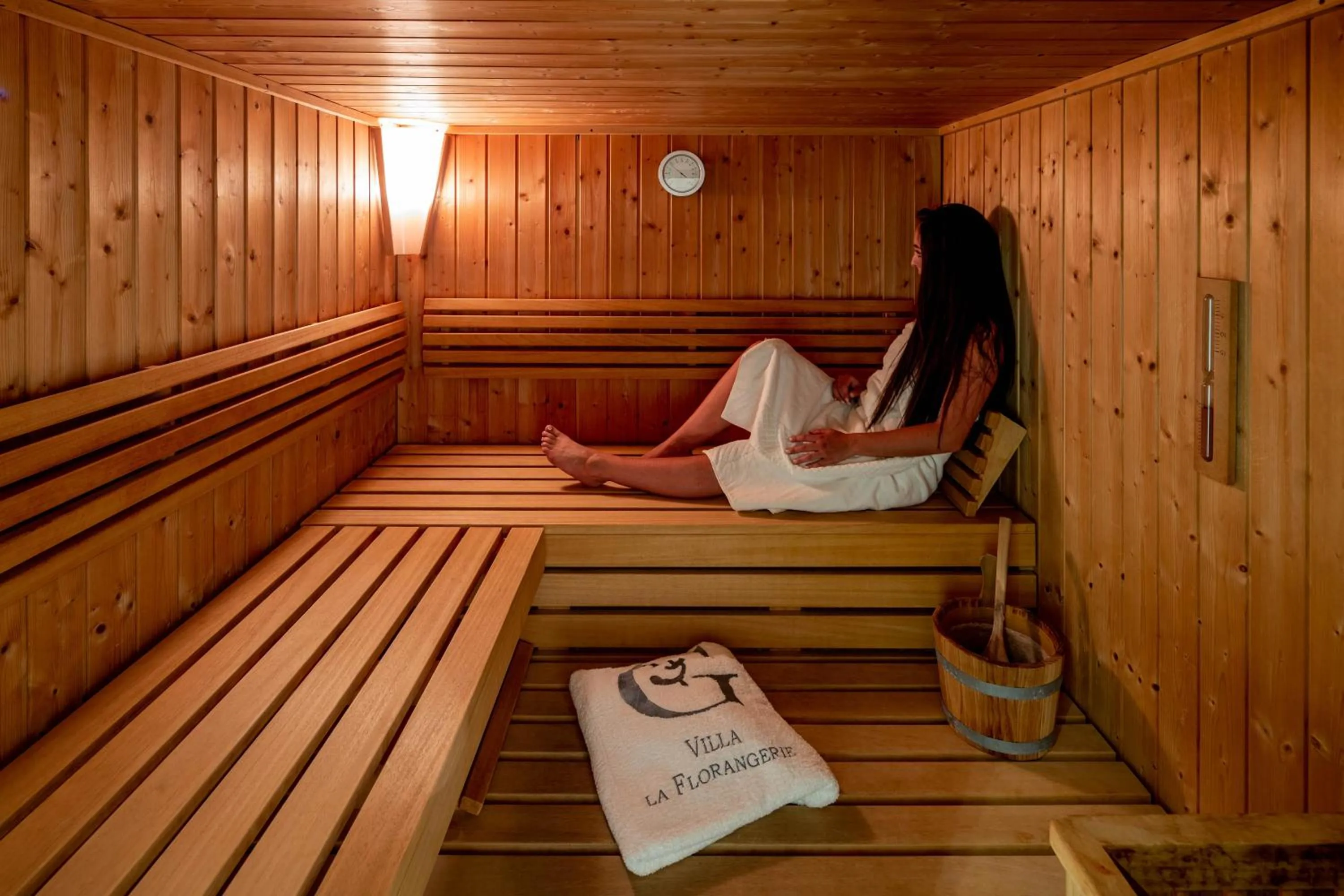 Sauna in Hôtel Garrigae Villa La Florangerie - SPA & Piscine