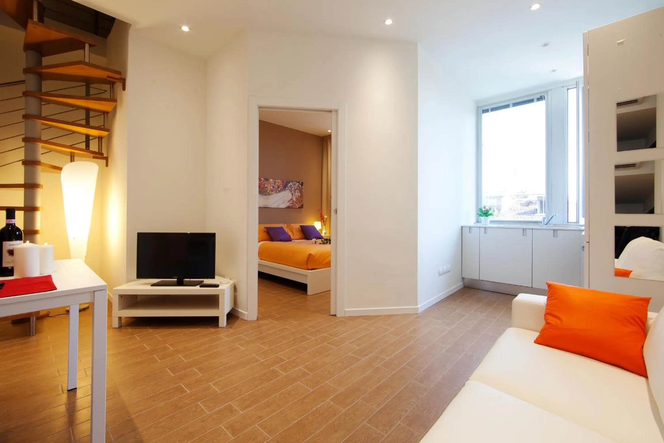 TV and multimedia, Bed in La Farina Apartments
