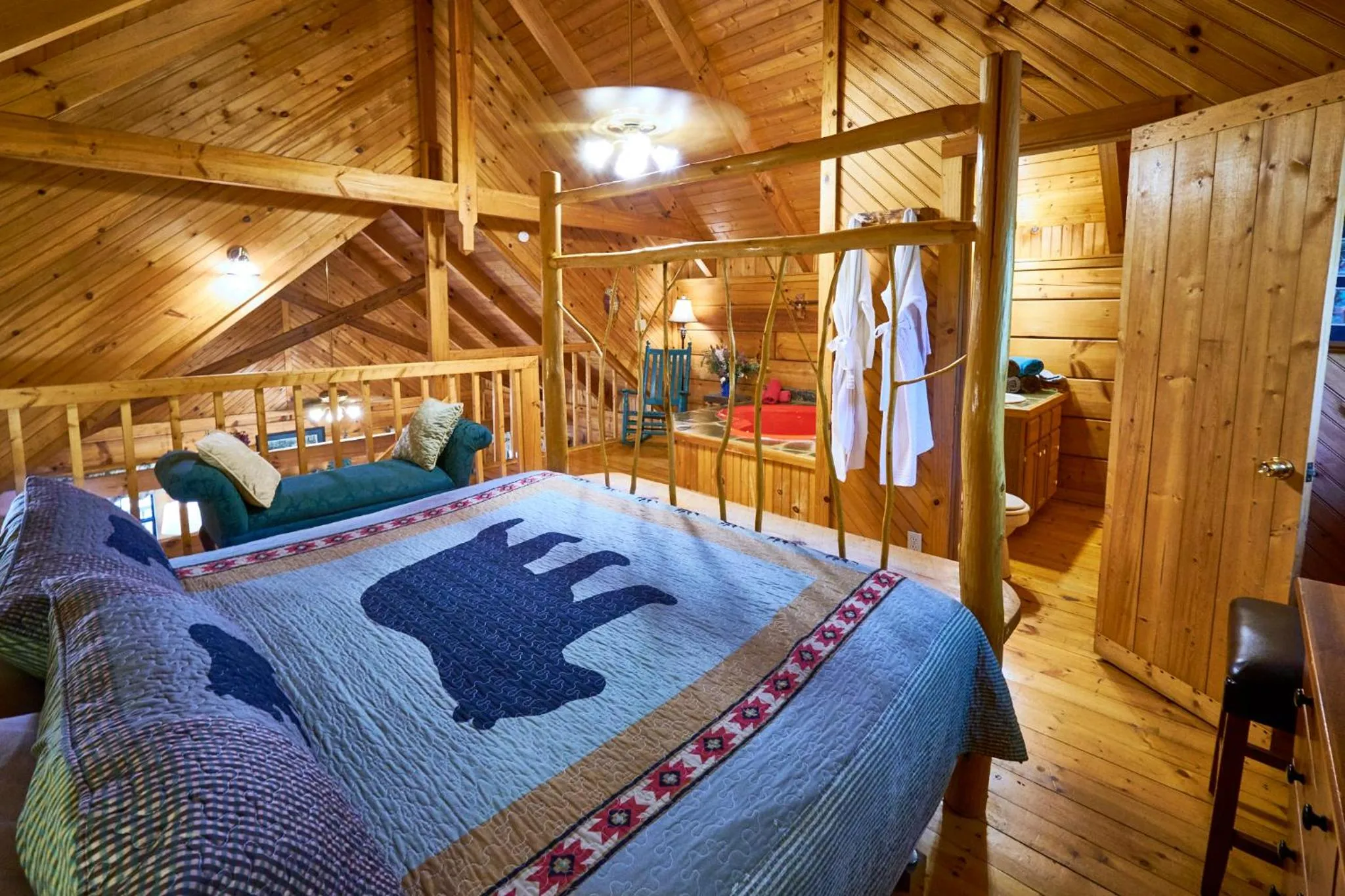 Bed in Gatlinburg Adventure Cabins
