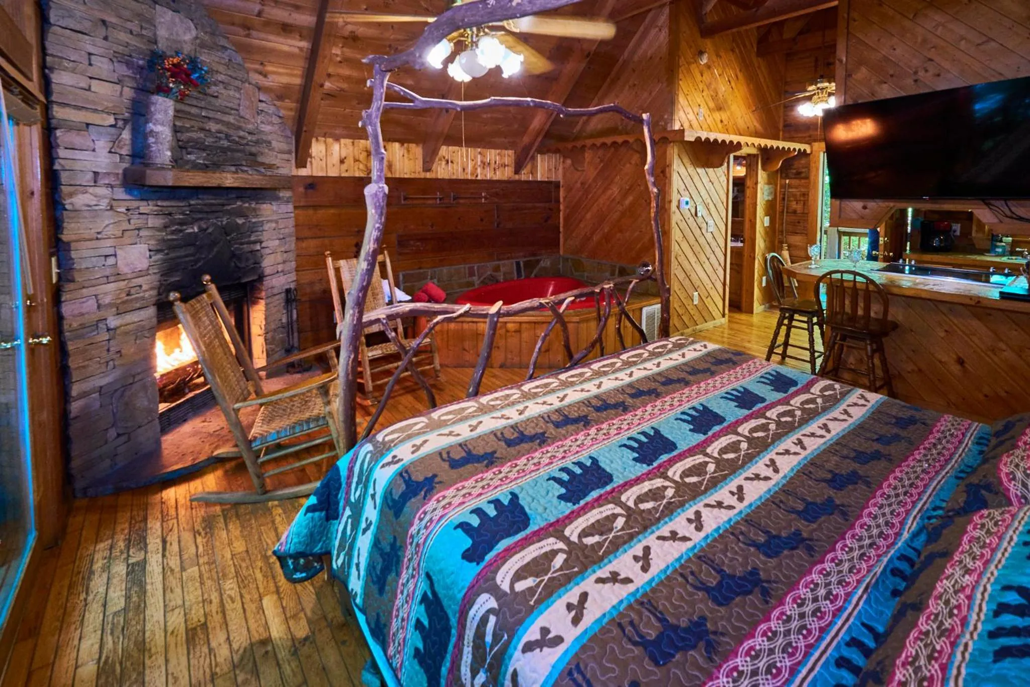 Bed in Gatlinburg Adventure Cabins