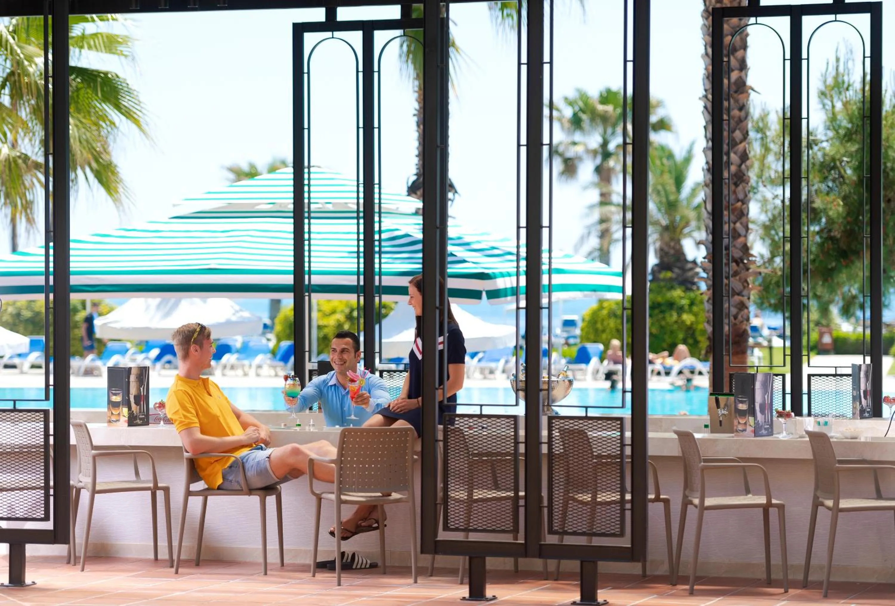 People in Turquoise Hotel