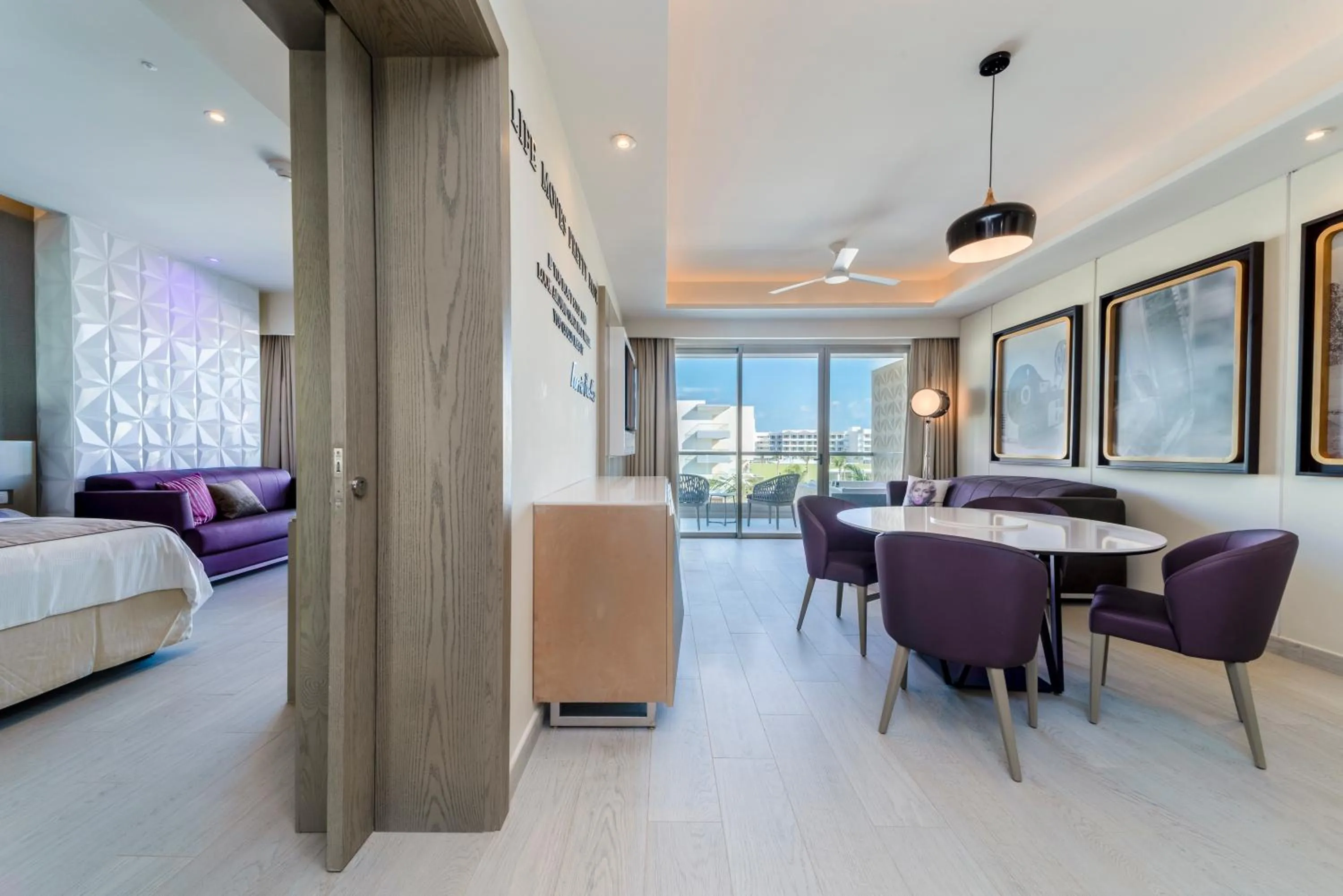 Living room, Bed in Planet Hollywood Cancun Adult Scene by Royalton, An Autograph Collection All-Inclusive Resort - Adults Only