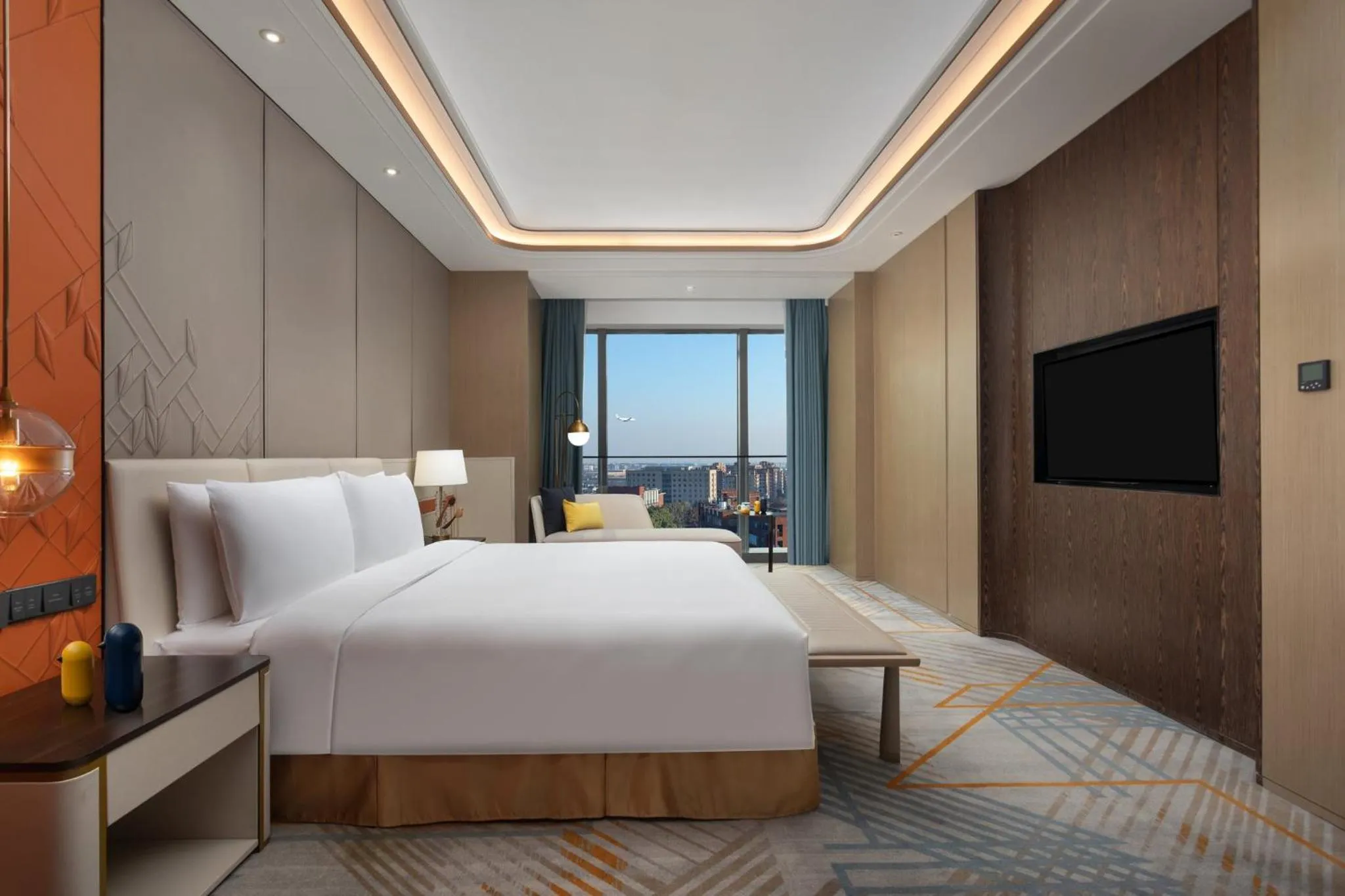 Photo of the whole room, Bed in voco Shanghai Hongqiao Hub by IHG - 20 Mins drive to Shanghai Hongqiao Int'l Airport And NECC