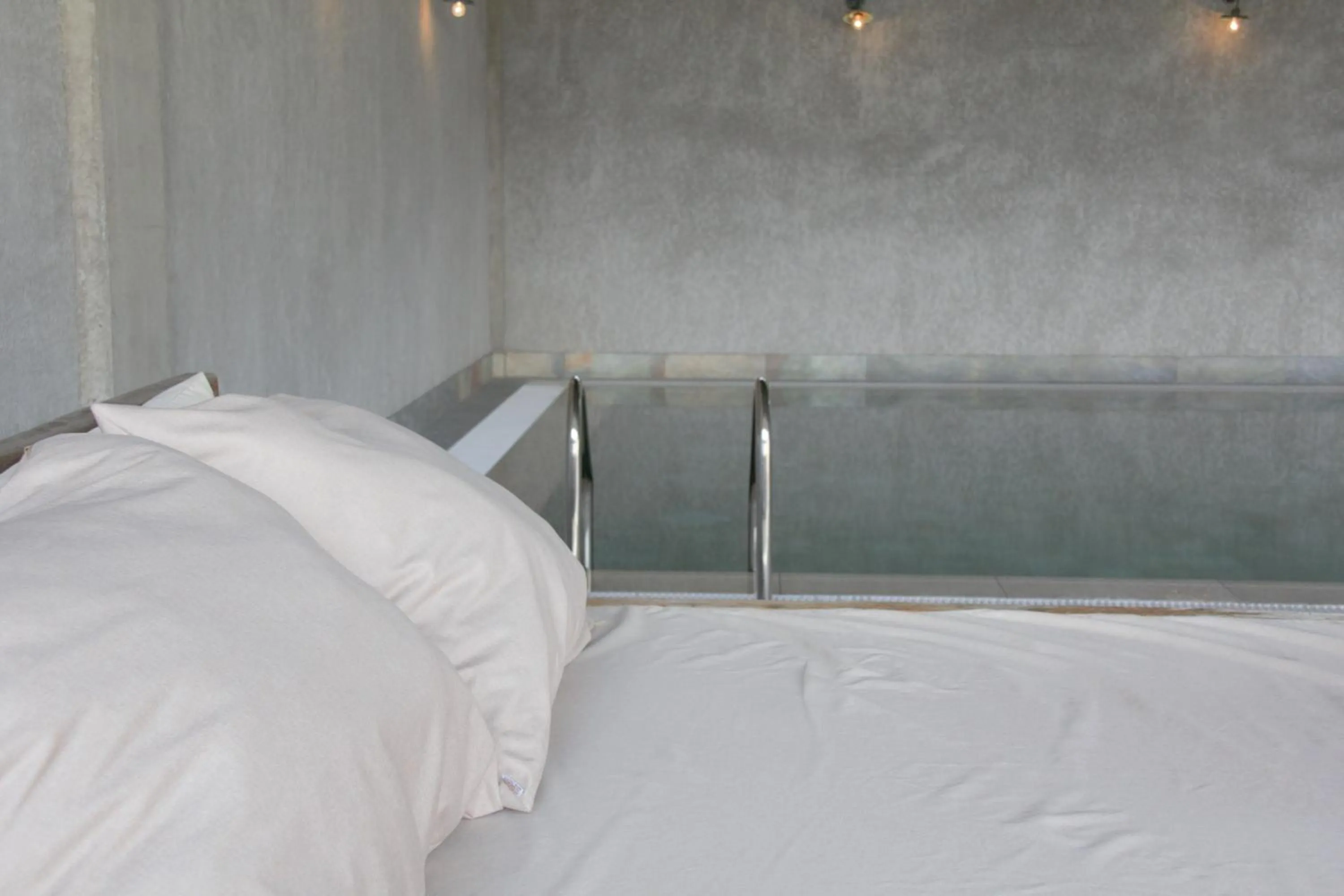 Swimming pool, Bed in Ethno Sazano Hotel