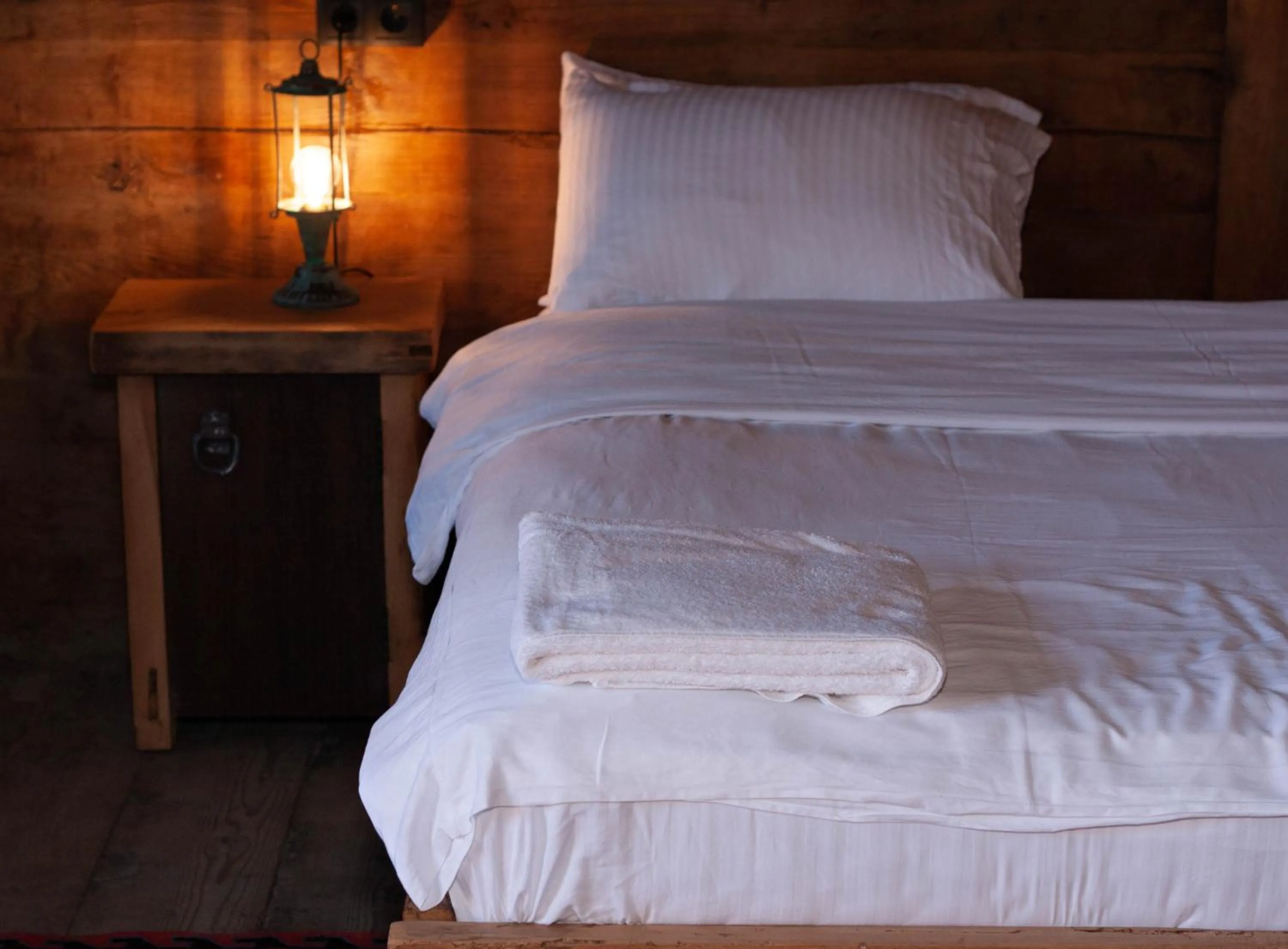 Bed in Ethno Sazano Hotel