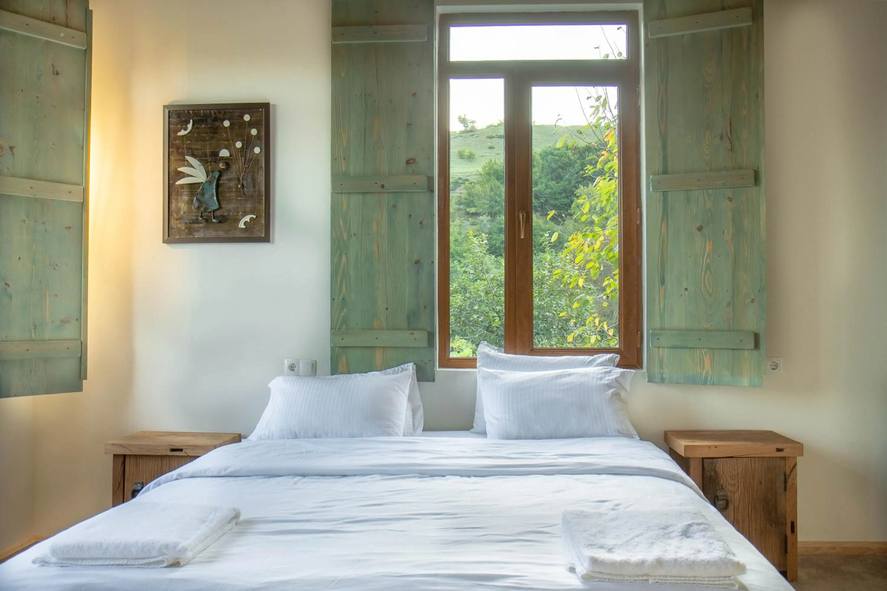 Bed in Ethno Sazano Hotel