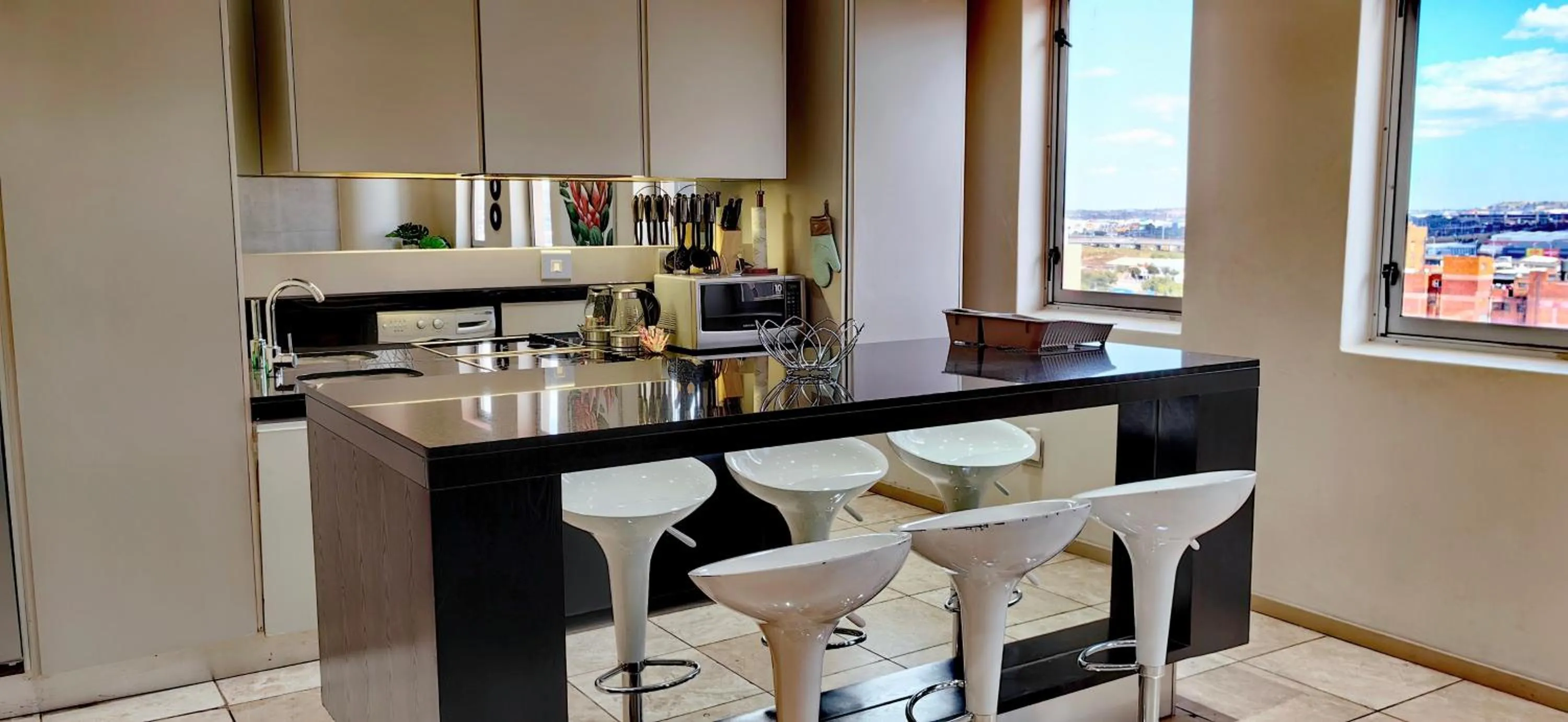 kitchen in 4 on Pritchard Luxury Suites